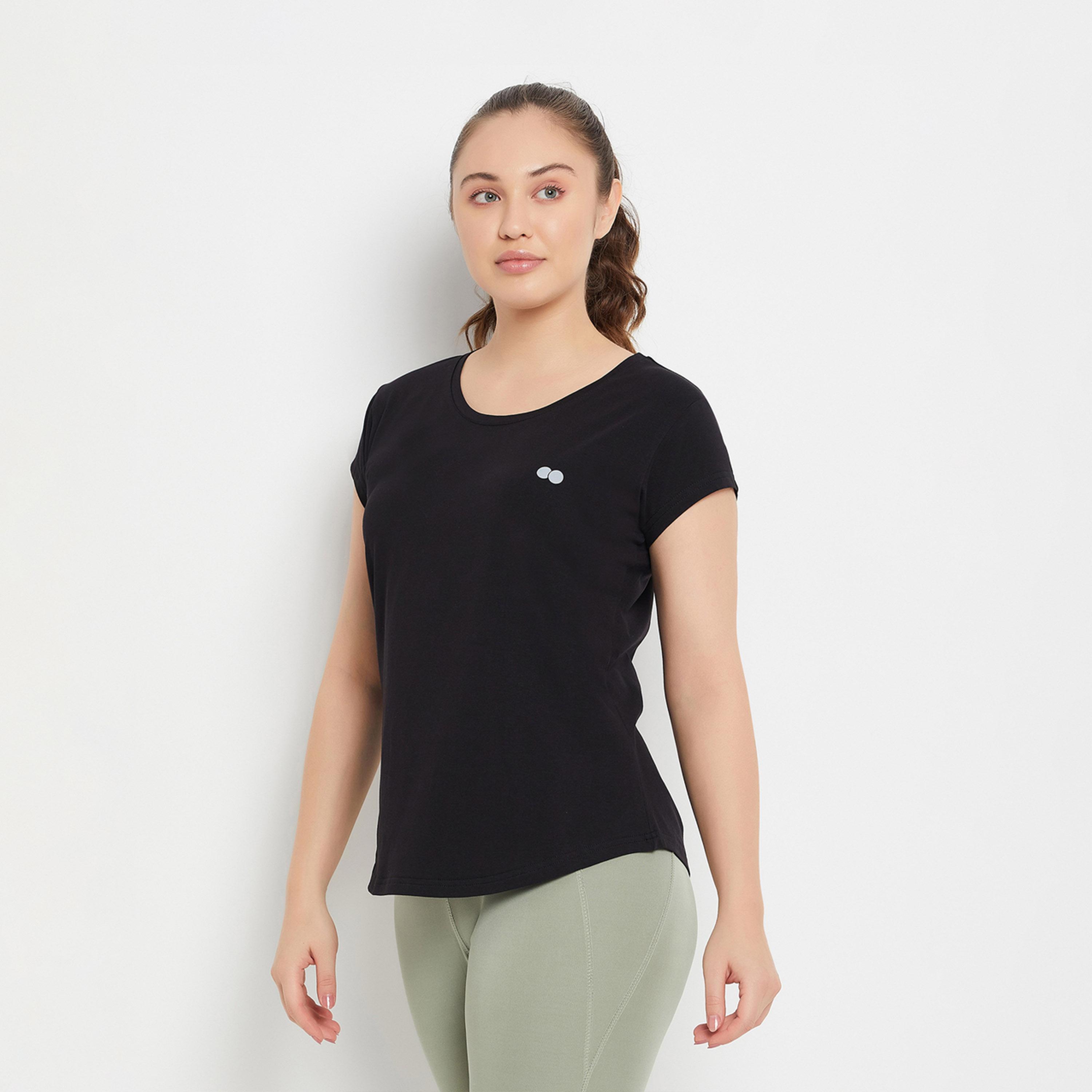 Clovia X Styli Solid Comfort Fit Short Sleeve T-Shirt-sports-women-clothing-tshirtsandvests-image-2