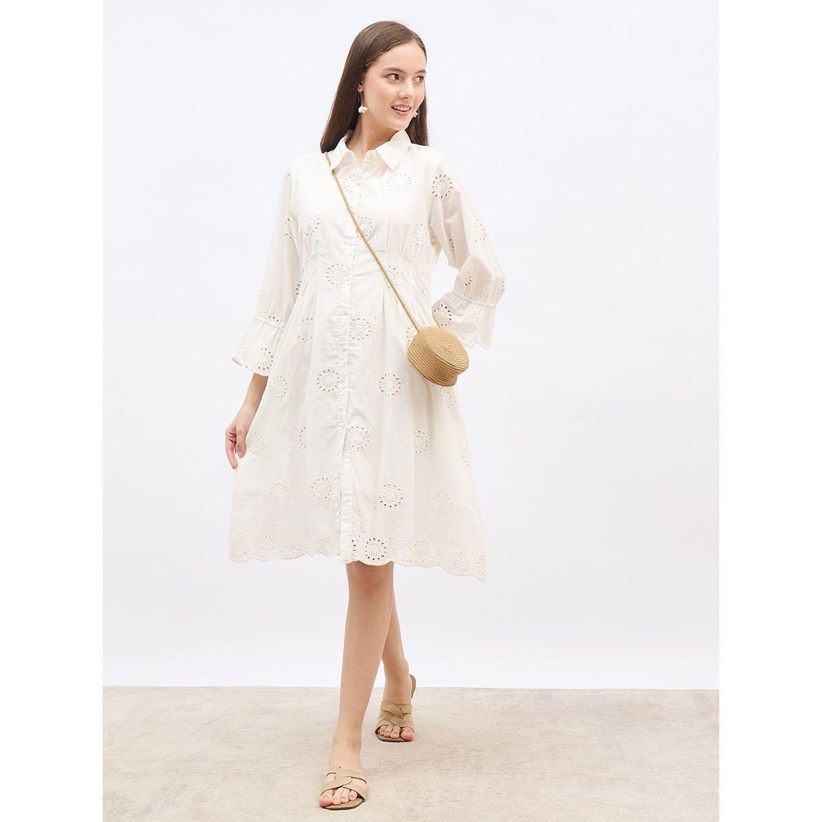 فستان بطول الركبة بتفاصيل شيفلي-women-clothing-dresses-image-1