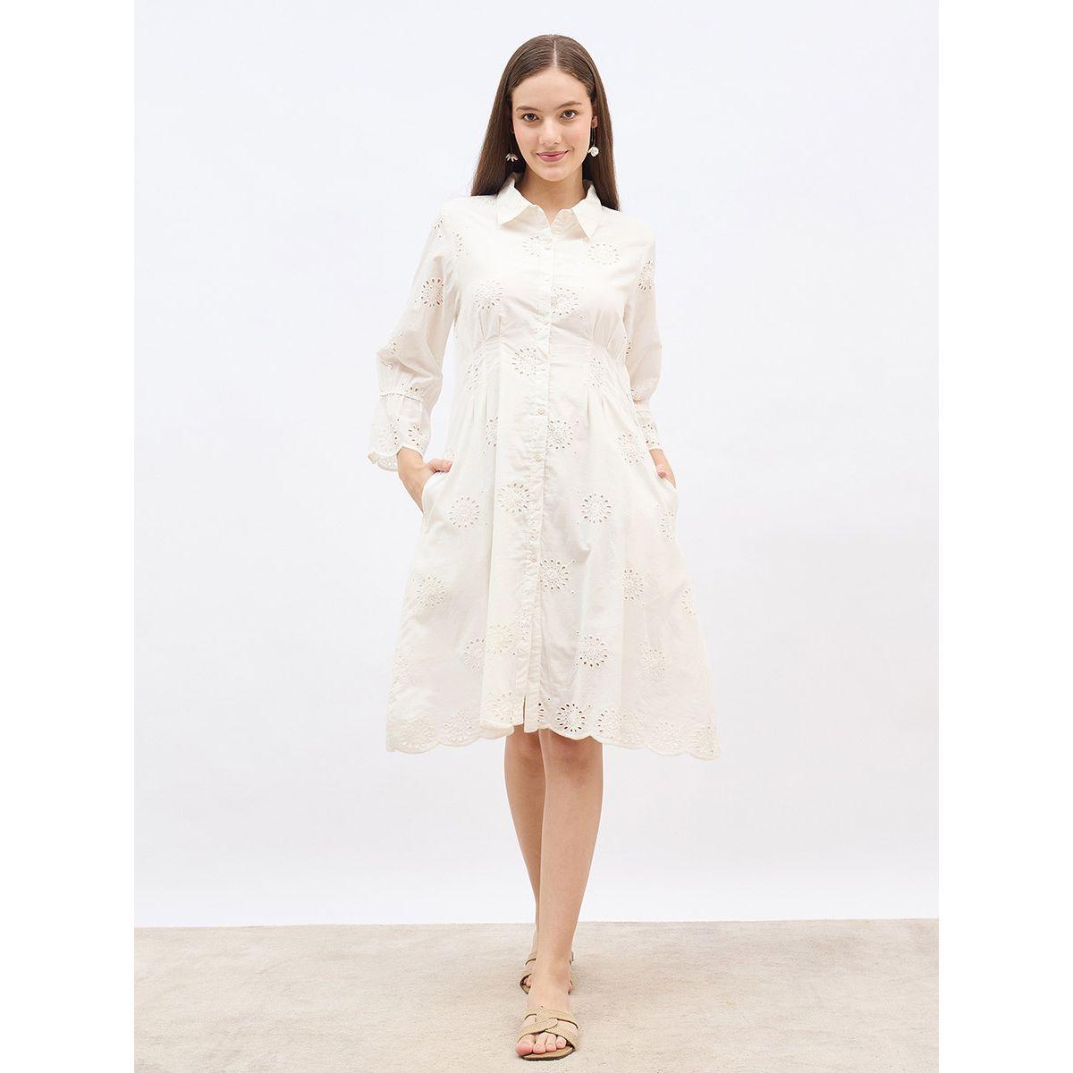 فستان بطول الركبة بتفاصيل شيفلي-women-clothing-dresses-image-2