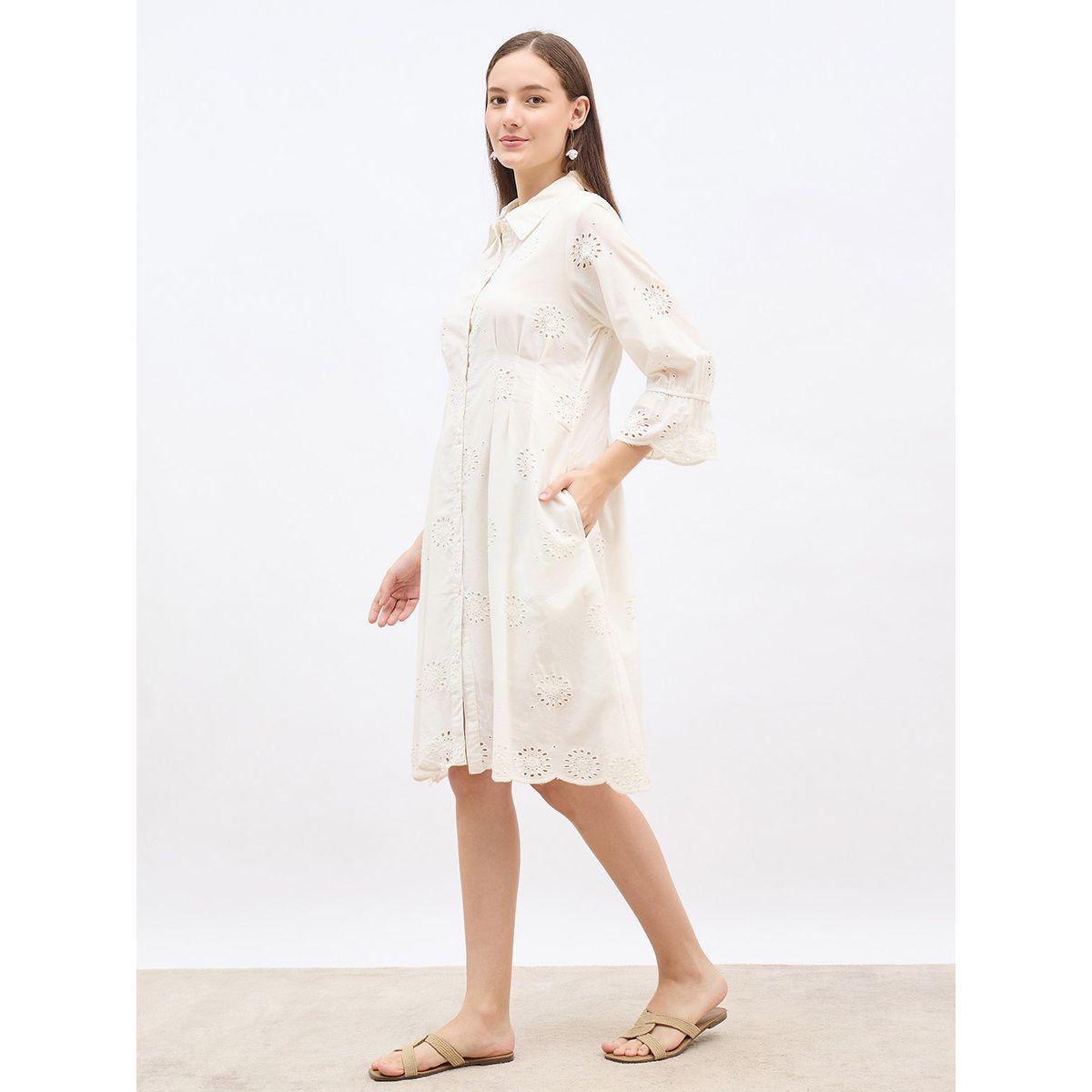 فستان بطول الركبة بتفاصيل شيفلي-women-clothing-dresses-image-3