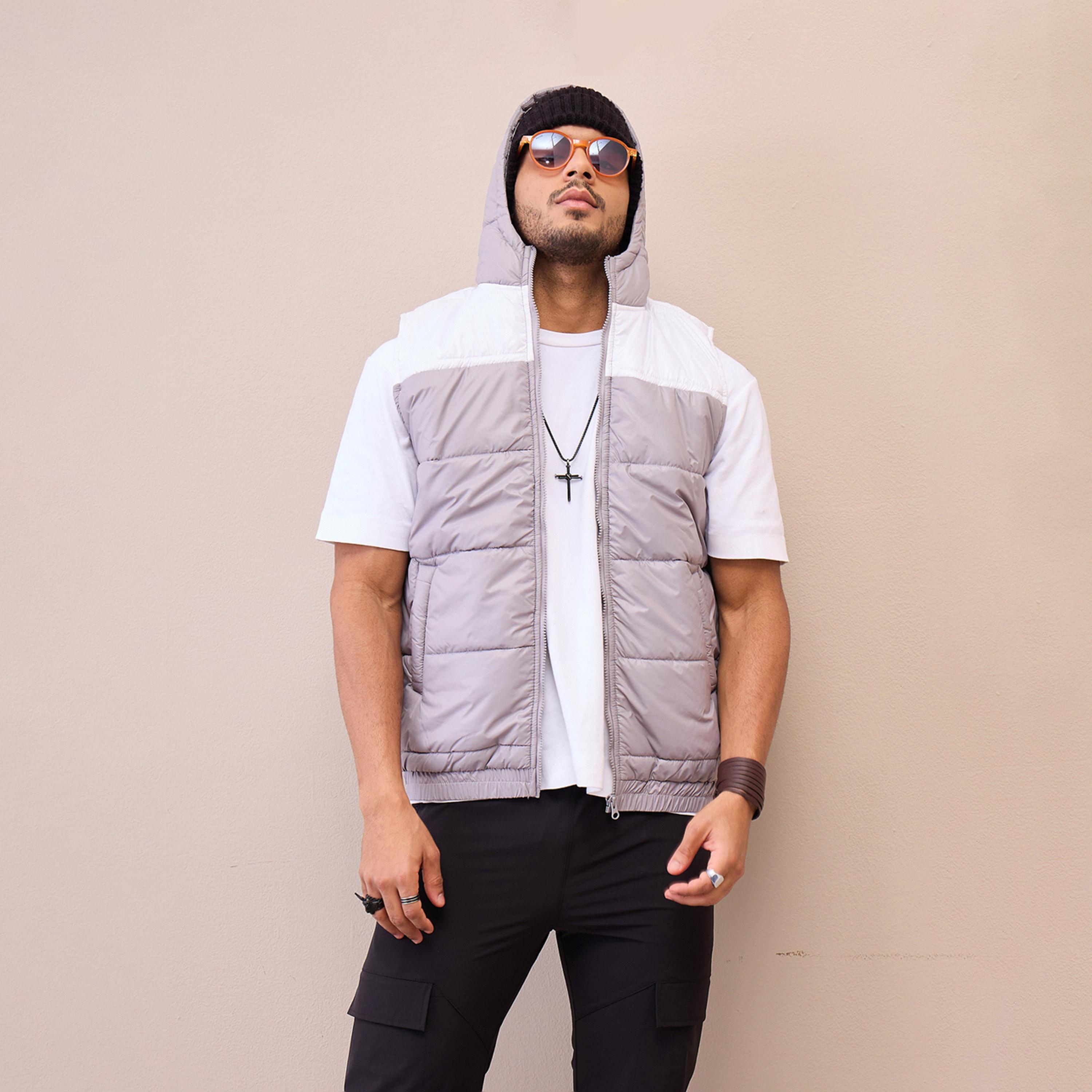 ماسكلن ساسافراس X ستايلي سترة بقلنسوة باللونين الرمادي والأبيض بدون أكمام-men-clothing-jacketsandblazers-jackets-image-2