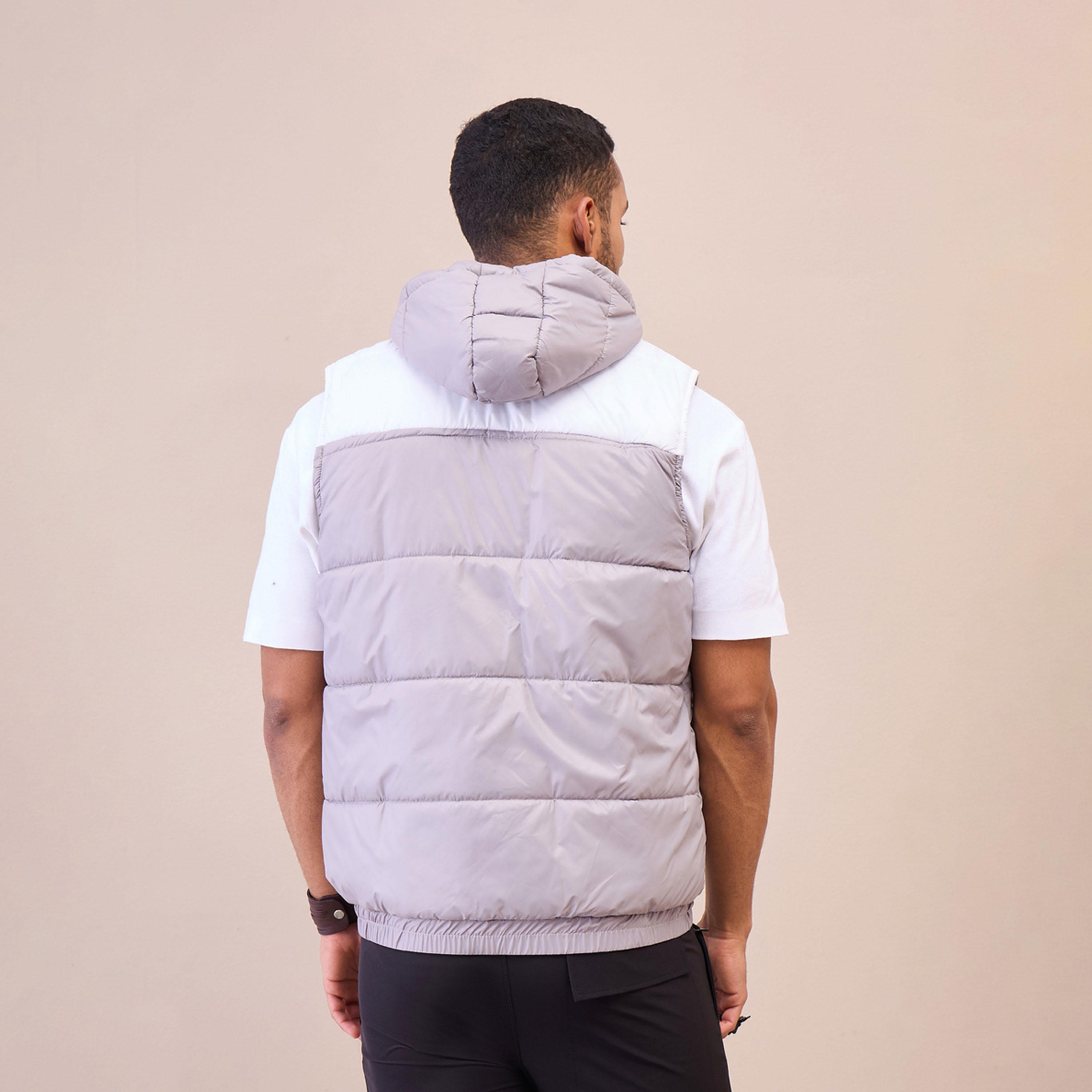 Mascln Sassafras X Styli Grey and  White ColorBlock Hoodie Sleeveless Jacket-men-clothing-jacketsandblazers-jackets-image-6