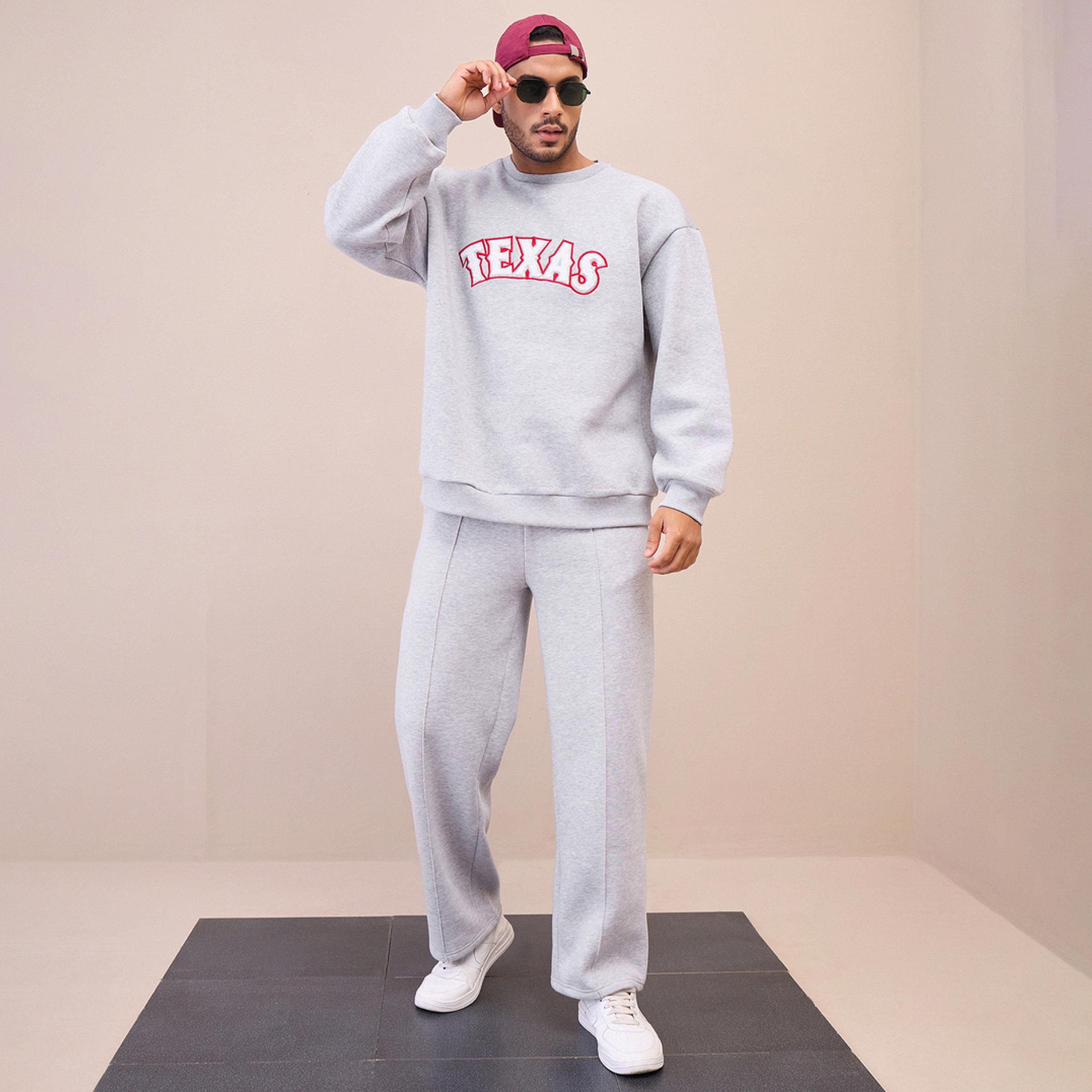 Mascln Sassafras X Styli Grey TEXAS Embroidery Oversize Sweatshirt-men-winterwear-hoodiesandsweatshirts-image-2