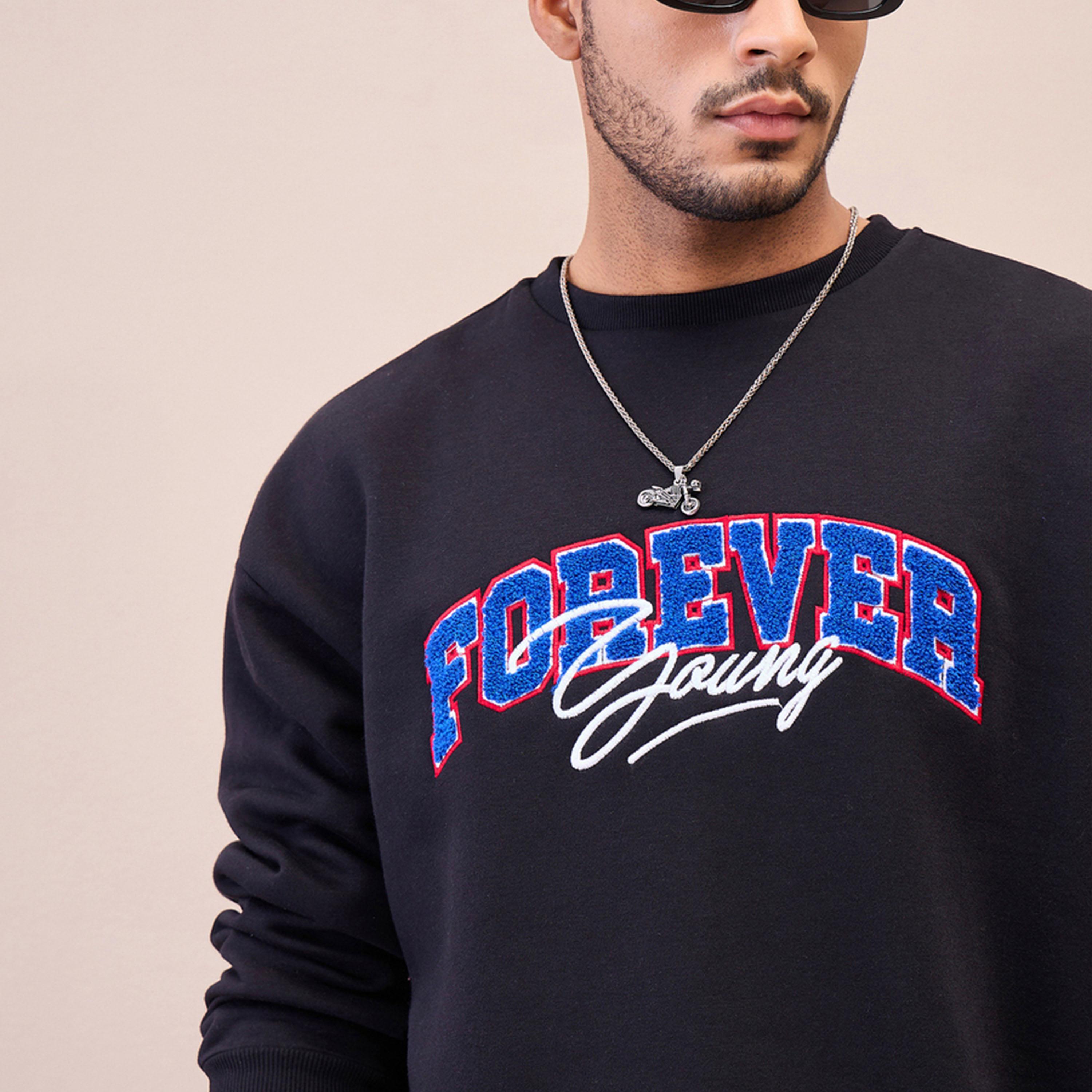 ماسكلن ساسافراس X ستايلي سترة سوداء كبيرة الحجم مطرزة للشباب-men-winterwear-hoodiesandsweatshirts-image-4