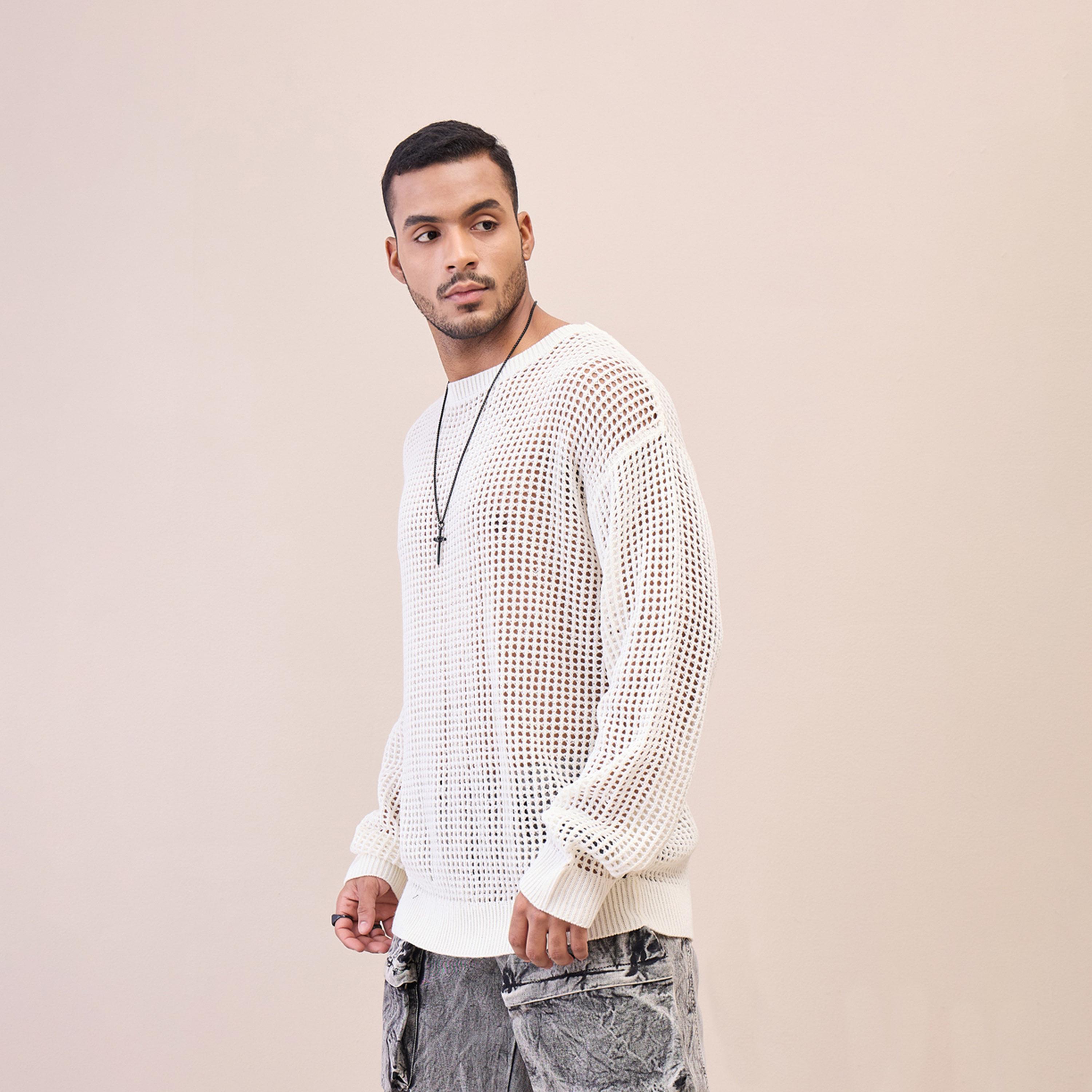 ماسكلن ساسافراس X ستايلي سترة كروشيه كبيرة الحجم لون أبيض للجنسين-men-winterwear-sweatersandpullovers-image-3