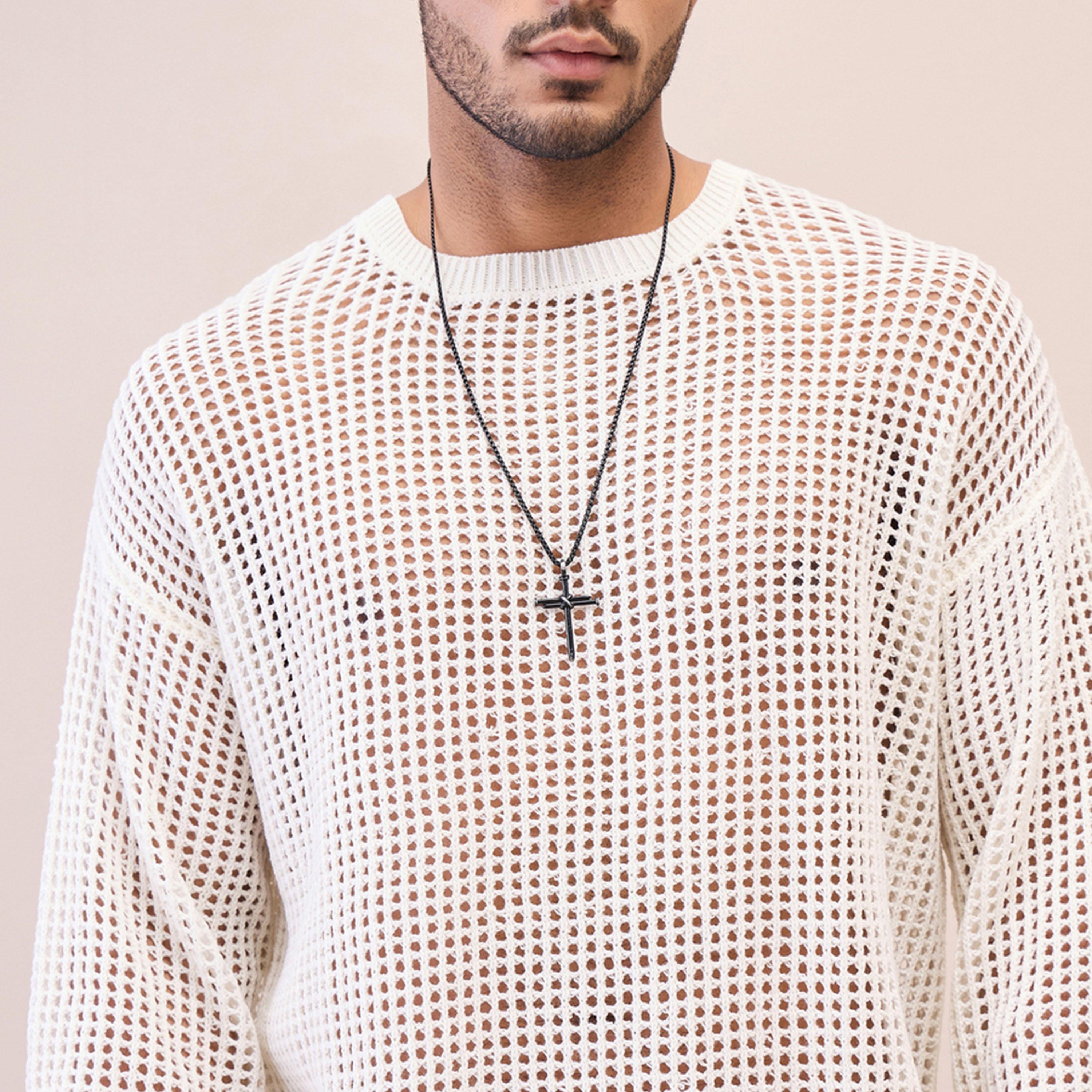 ماسكلن ساسافراس X ستايلي سترة كروشيه كبيرة الحجم لون أبيض للجنسين-men-winterwear-sweatersandpullovers-image-4
