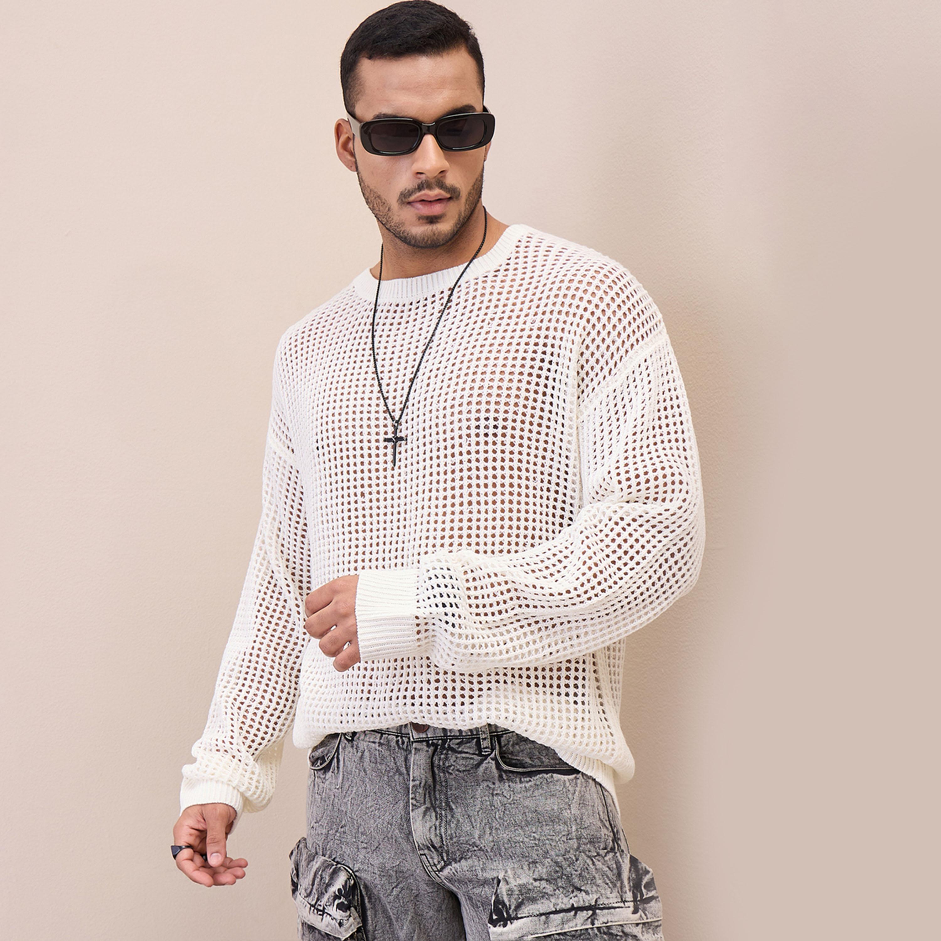 ماسكلن ساسافراس X ستايلي سترة كروشيه كبيرة الحجم لون أبيض للجنسين-men-winterwear-sweatersandpullovers-image-6