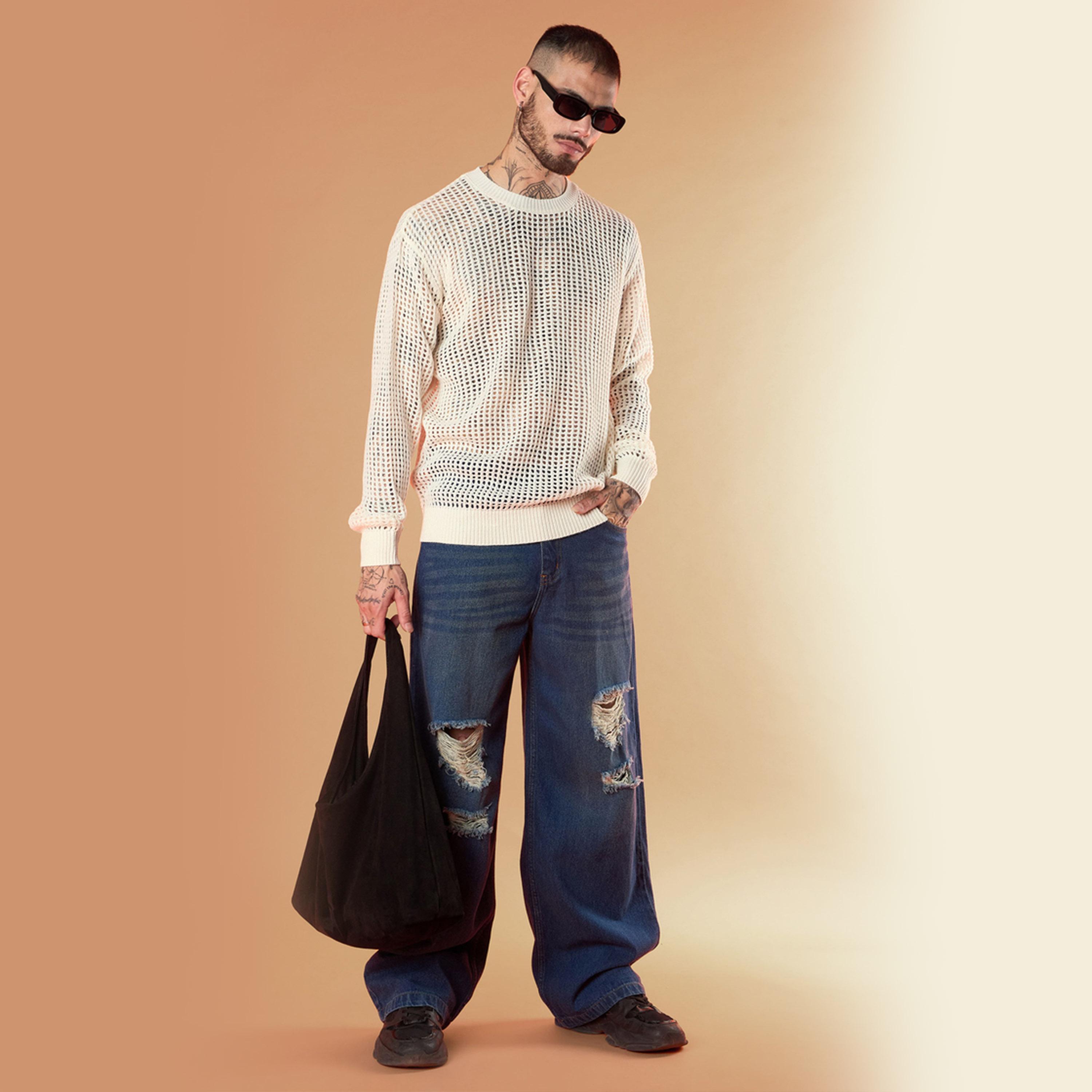 ماسكلن ساسافراس X ستايلي سترة كروشيه كبيرة الحجم لون أبيض للجنسين-men-winterwear-sweatersandpullovers-image-7