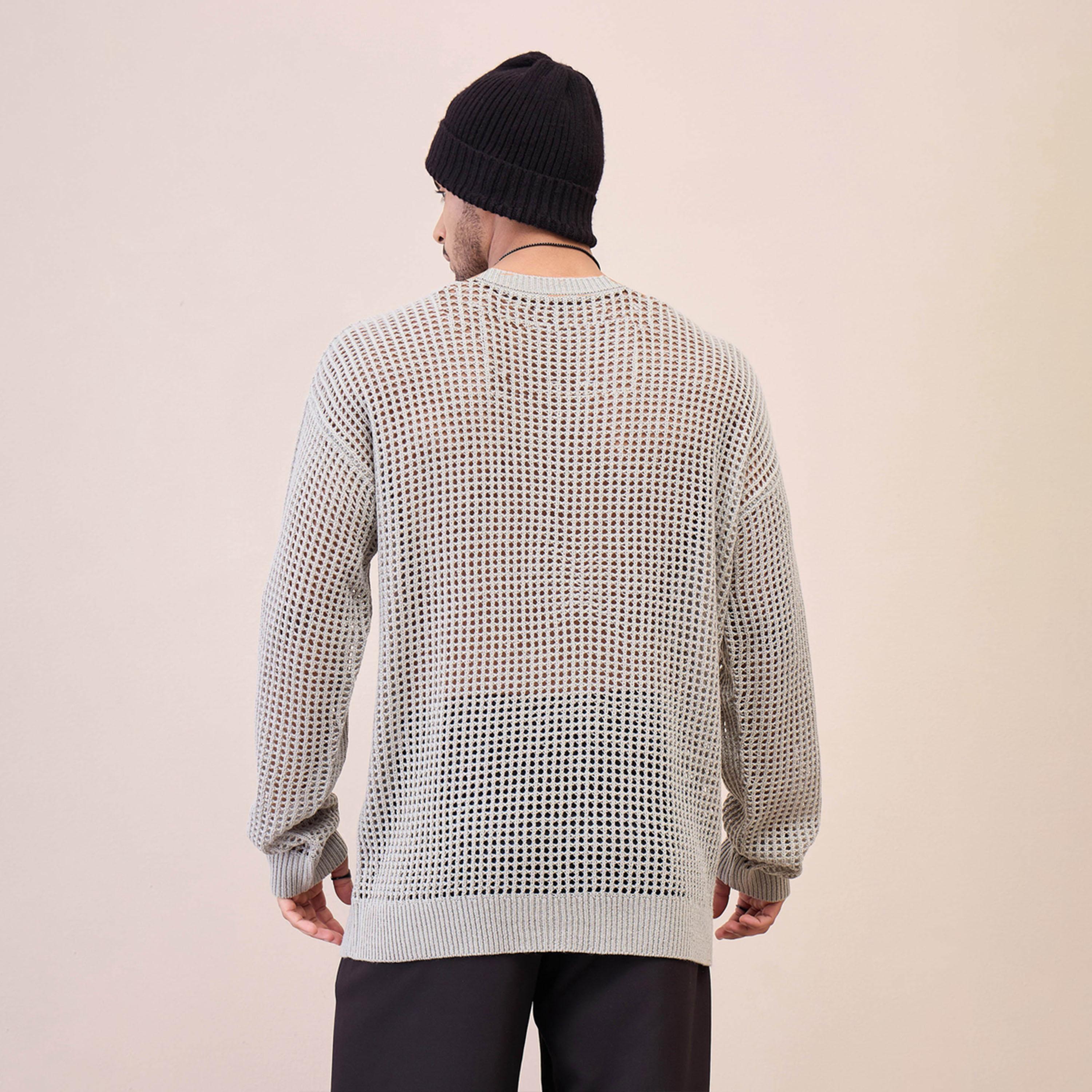 ماسكلن ساسافراس X ستايلي سترة كروشيه كبيرة الحجم لون رمادي الفاتح للجنسين-men-winterwear-sweatersandpullovers-image-5