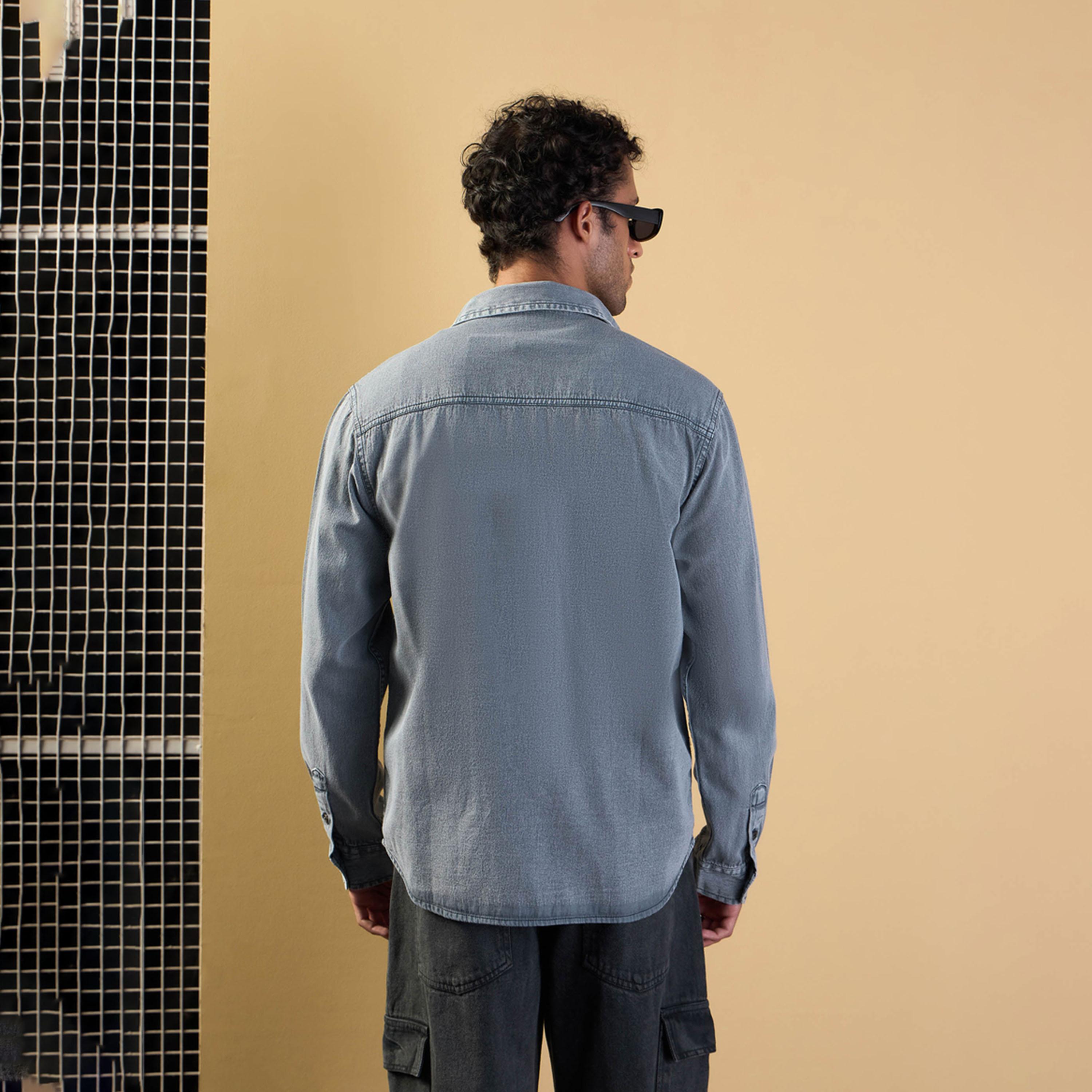 Mascln Sassafras X Styli Light Grey Tencel Washed Relax Fit Shirt-men-clothing-shirts-image-5