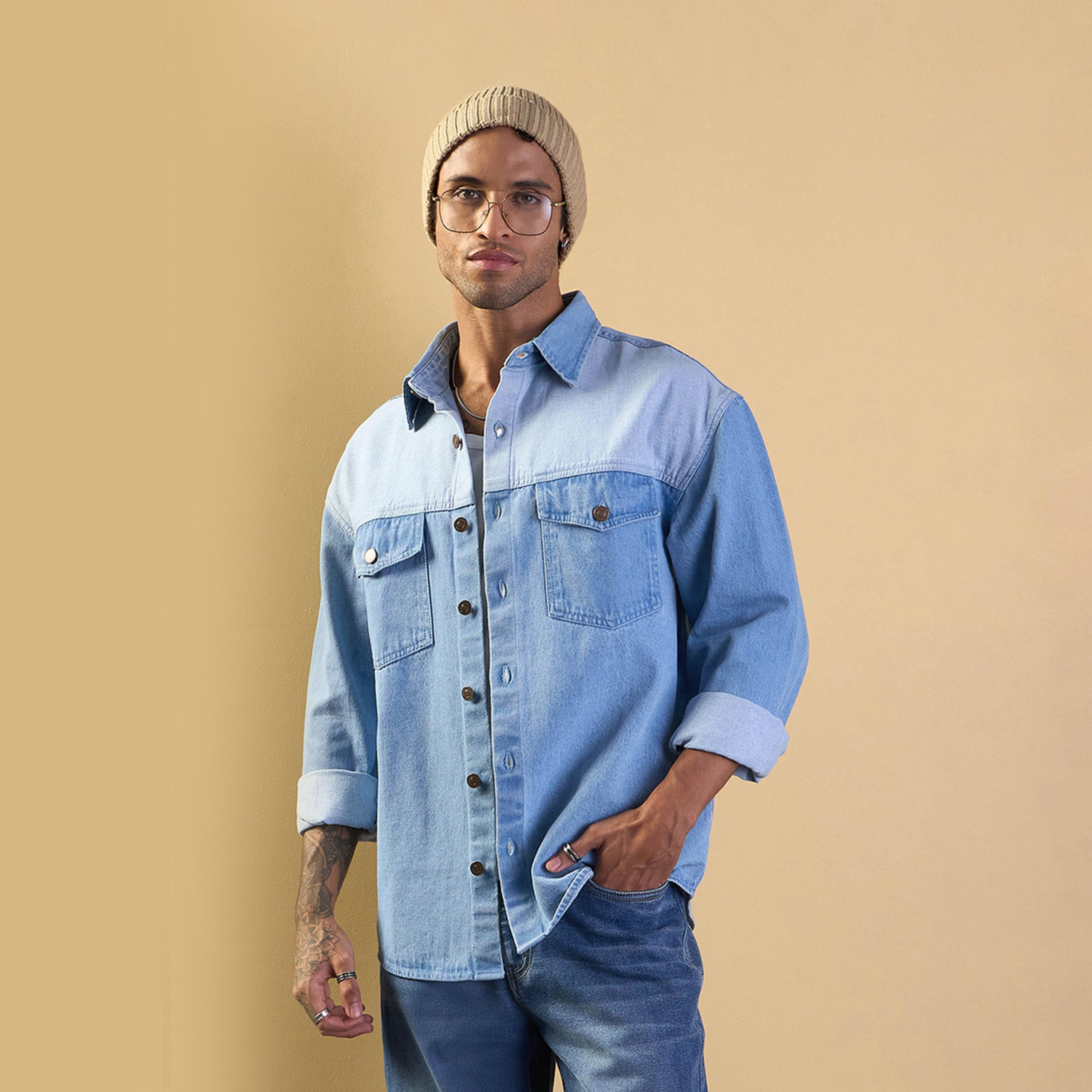 ماسكلن ساسافراس X ستايلي سترة كبيرة الحجم ذات لون أزرق فاتح-men-clothing-shirts-image-7