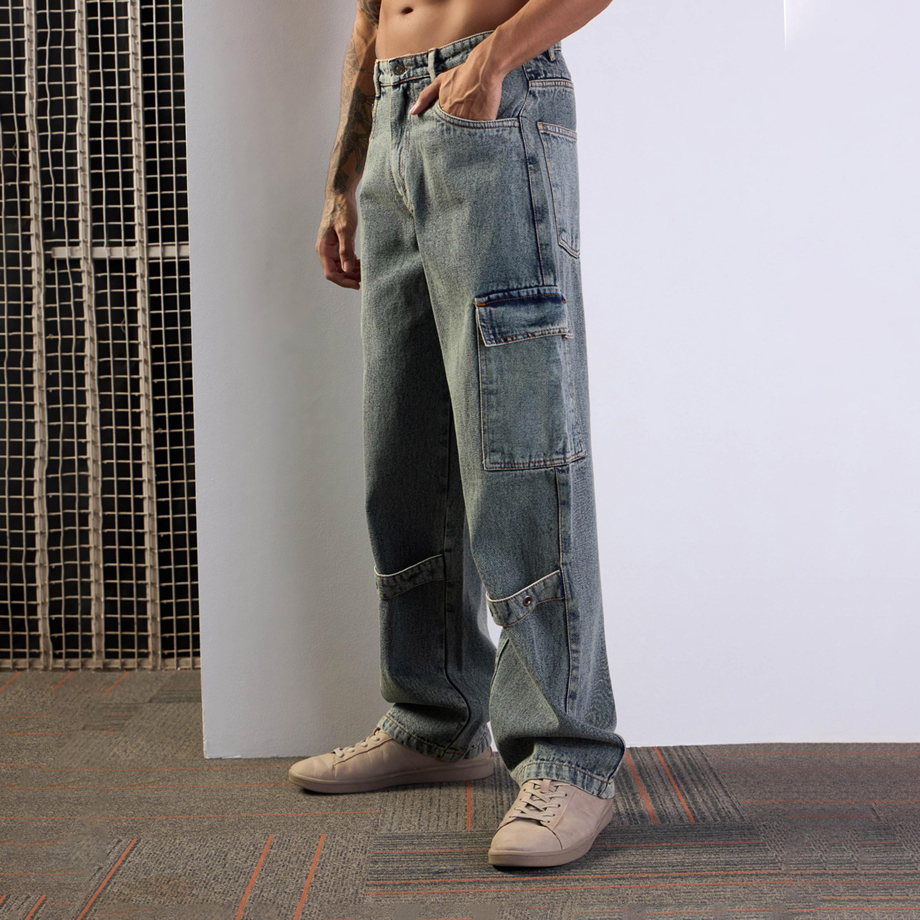 ماسكلن ساسافراس X ستايلي بنطال جينز فضفاض مغسول أصفر-men-clothing-bottoms-jeans-image-3