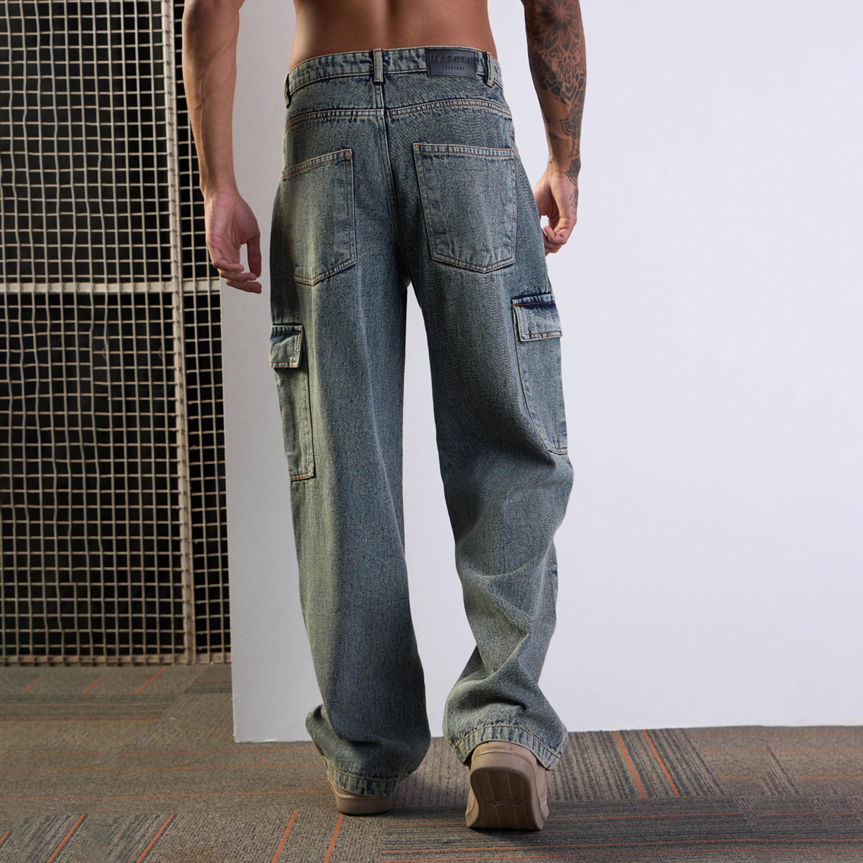 Mascln Sassafras X Styli Yellow Washed Baggy Cargo Jeans-men-clothing-bottoms-jeans-image-5