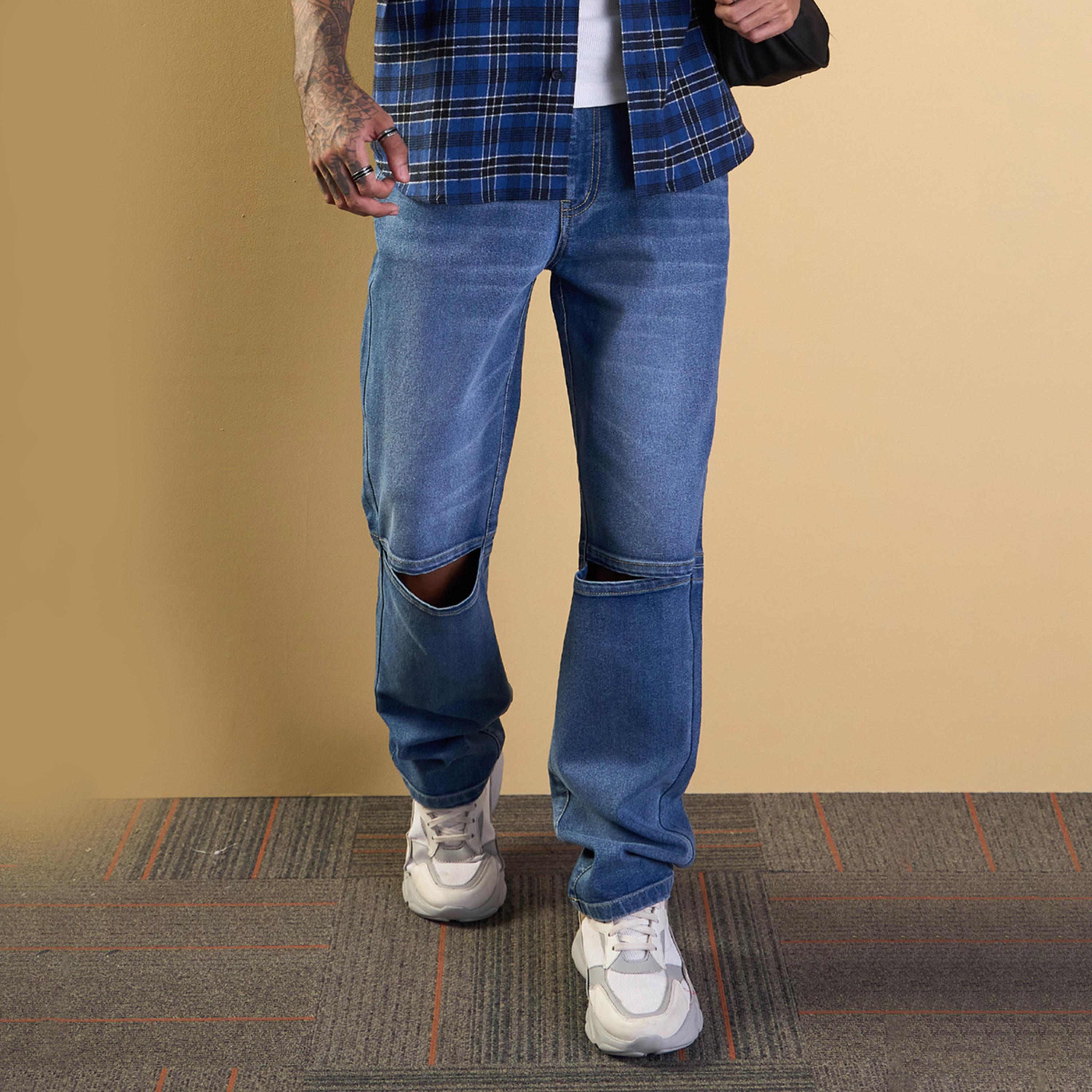 ماسكلن ساسافراس X ستايلي جينز أزرق بفتحة على الركبة وقصة مريحة-men-clothing-bottoms-jeans-image-7