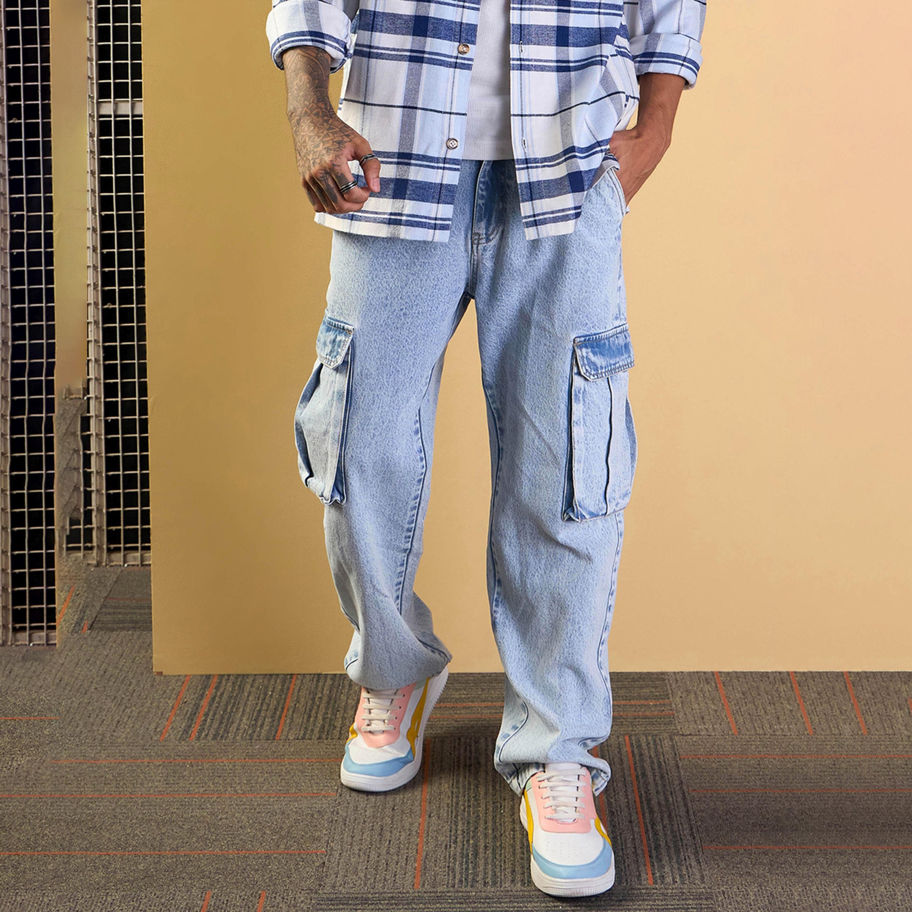 Mascln Sassafras X Styli Blue Washed Cargo Pocket Jeans-men-clothing-bottoms-jeans-image-1