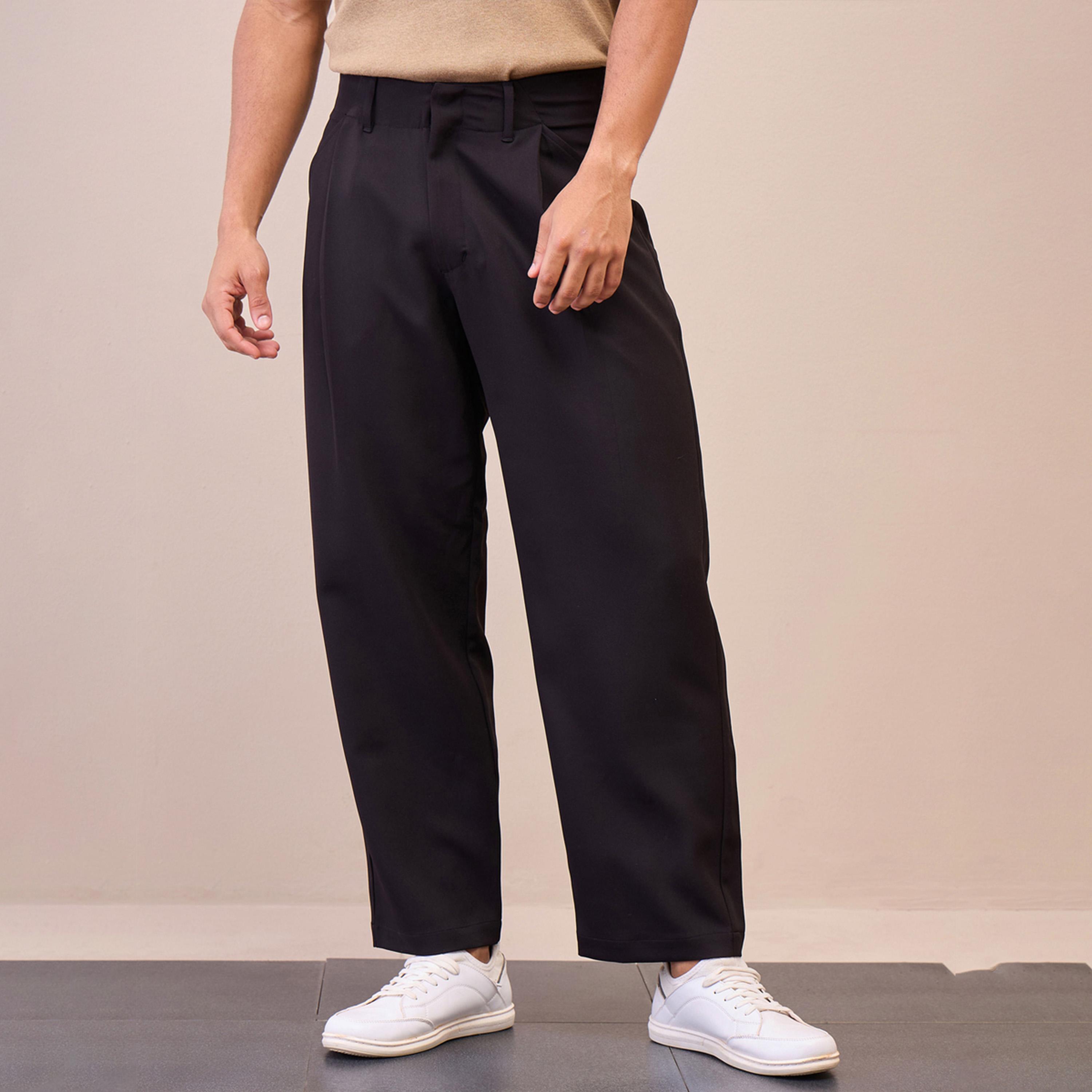 Mascln Sassafras X Styli Black Straight Pleated Trousers-men-clothing-bottoms-trousersandchinos-trousers-image-1