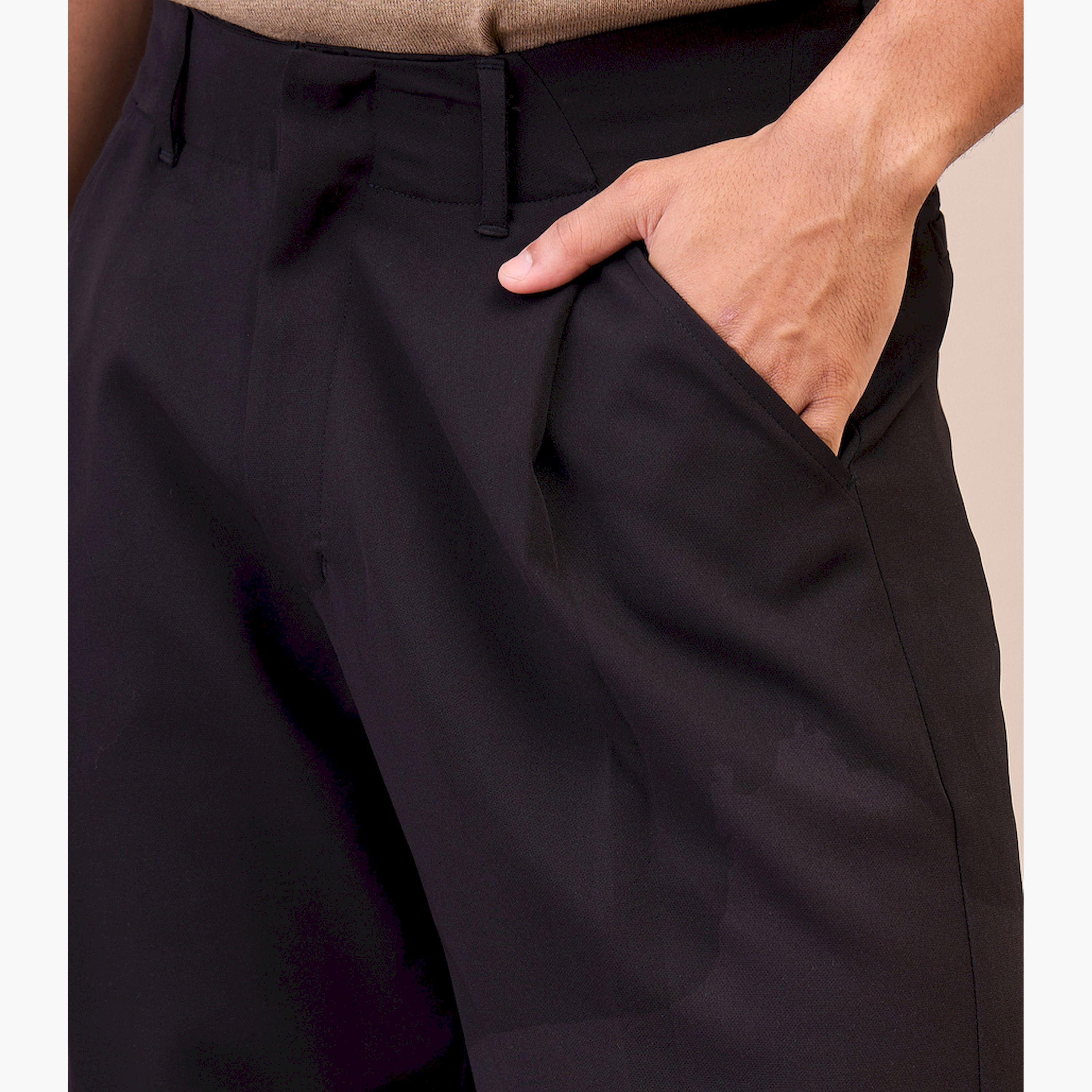 Mascln Sassafras X Styli Black Straight Pleated Trousers-men-clothing-bottoms-trousersandchinos-trousers-image-4