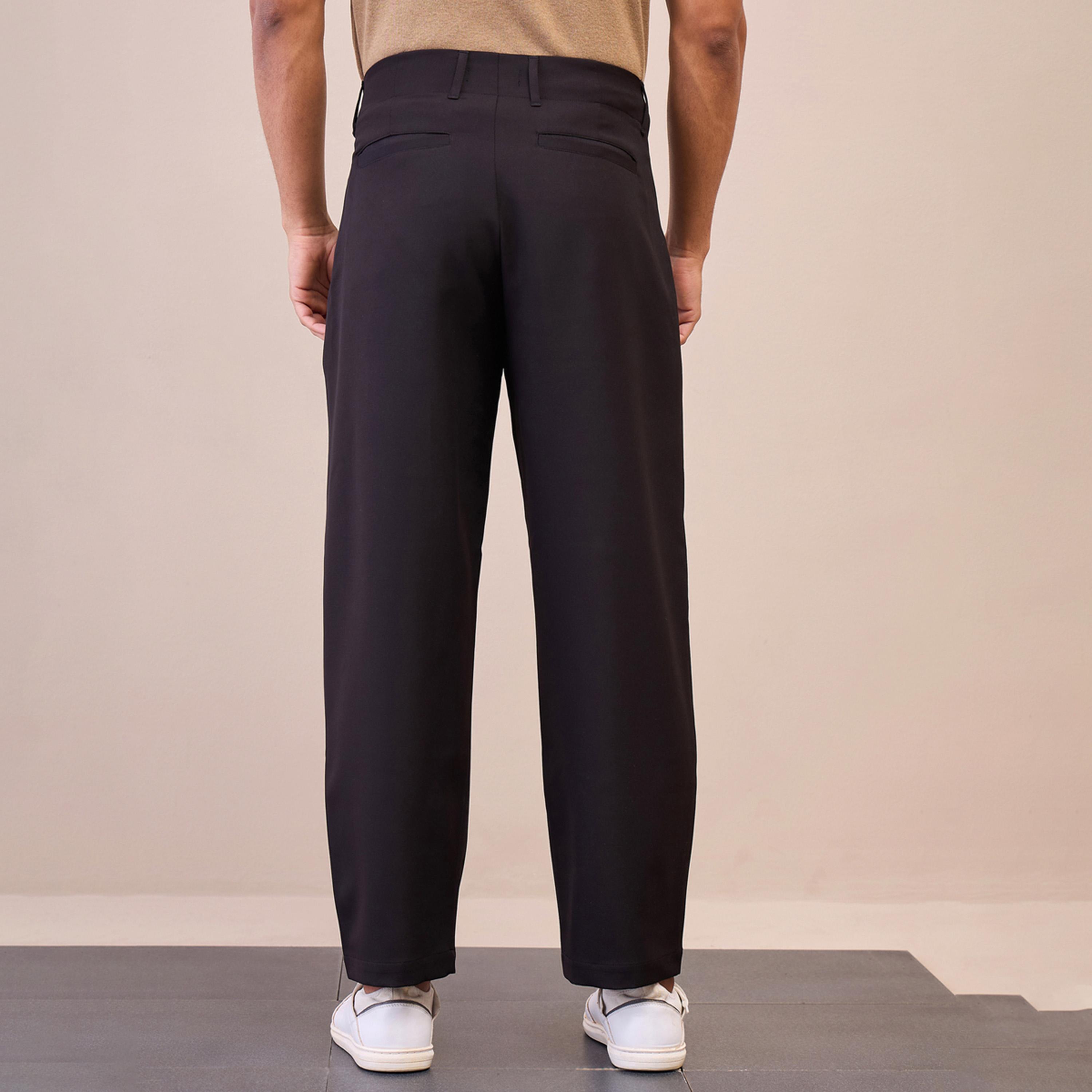 Mascln Sassafras X Styli Black Straight Pleated Trousers-men-clothing-bottoms-trousersandchinos-trousers-image-5
