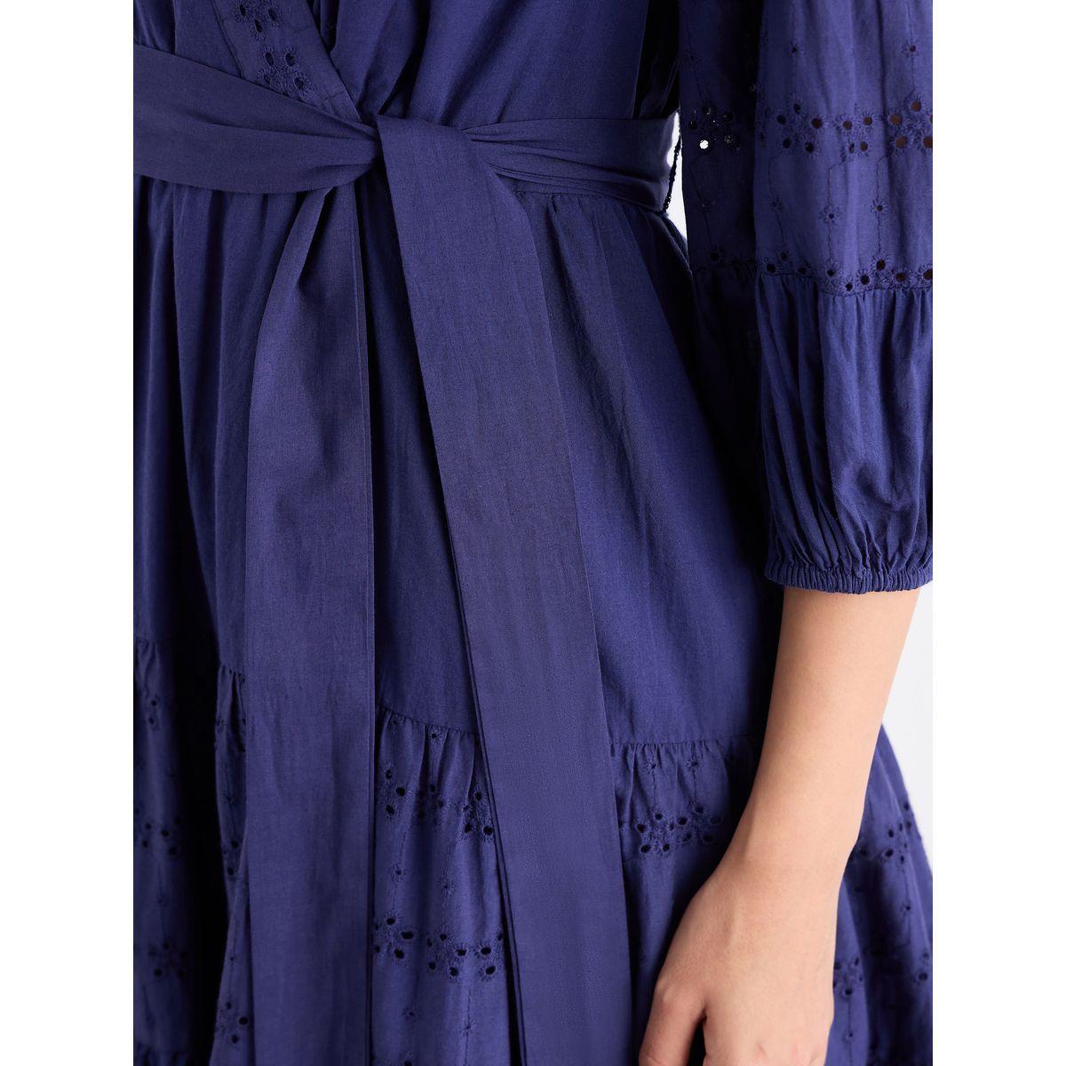 فستان ميدي شيفلي بنمط لف وأكمام بالون-women-clothing-dresses-image-4