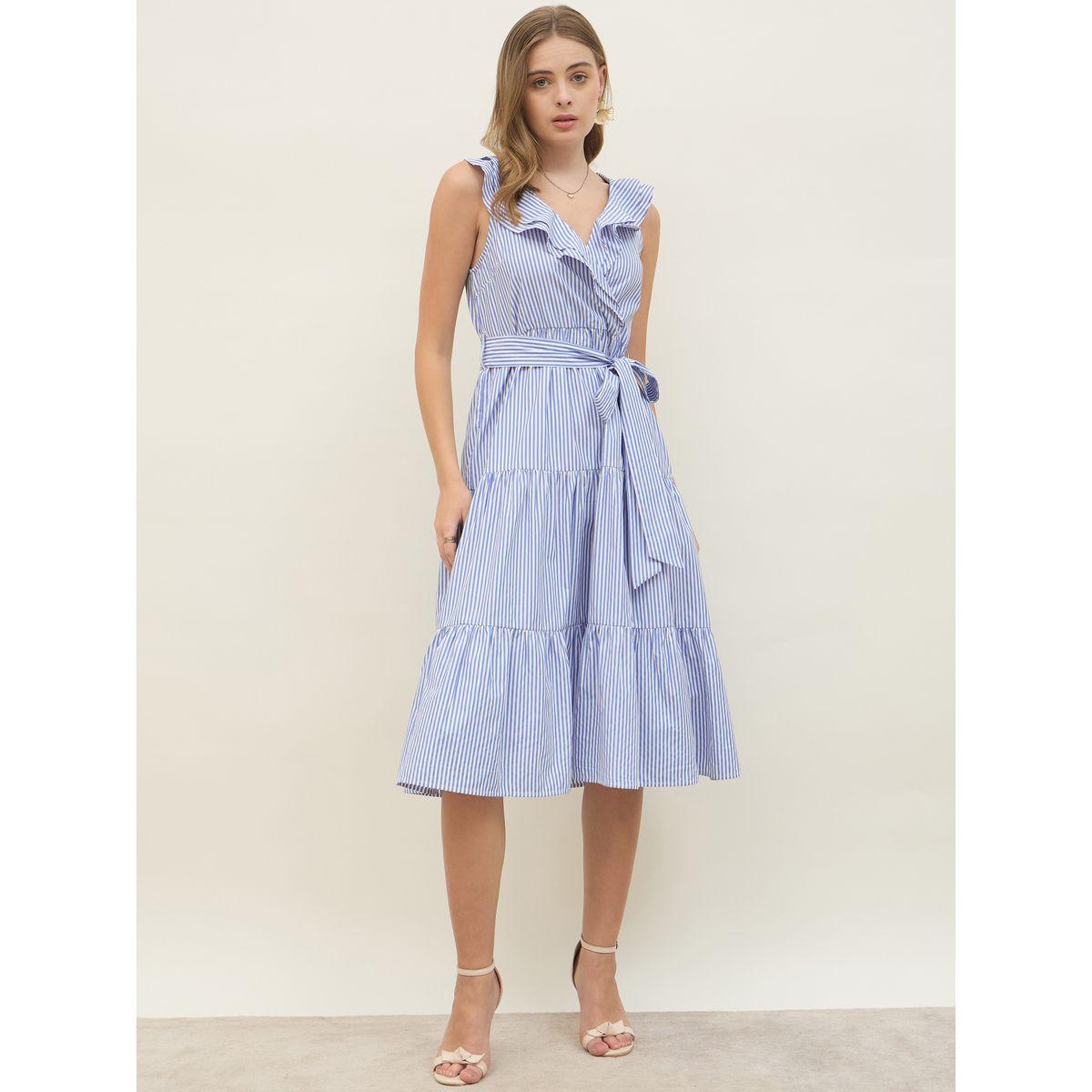 Styli Striped Sleeveless Wrap Look A-Line Midi Dress-women-clothing-dresses-image-2