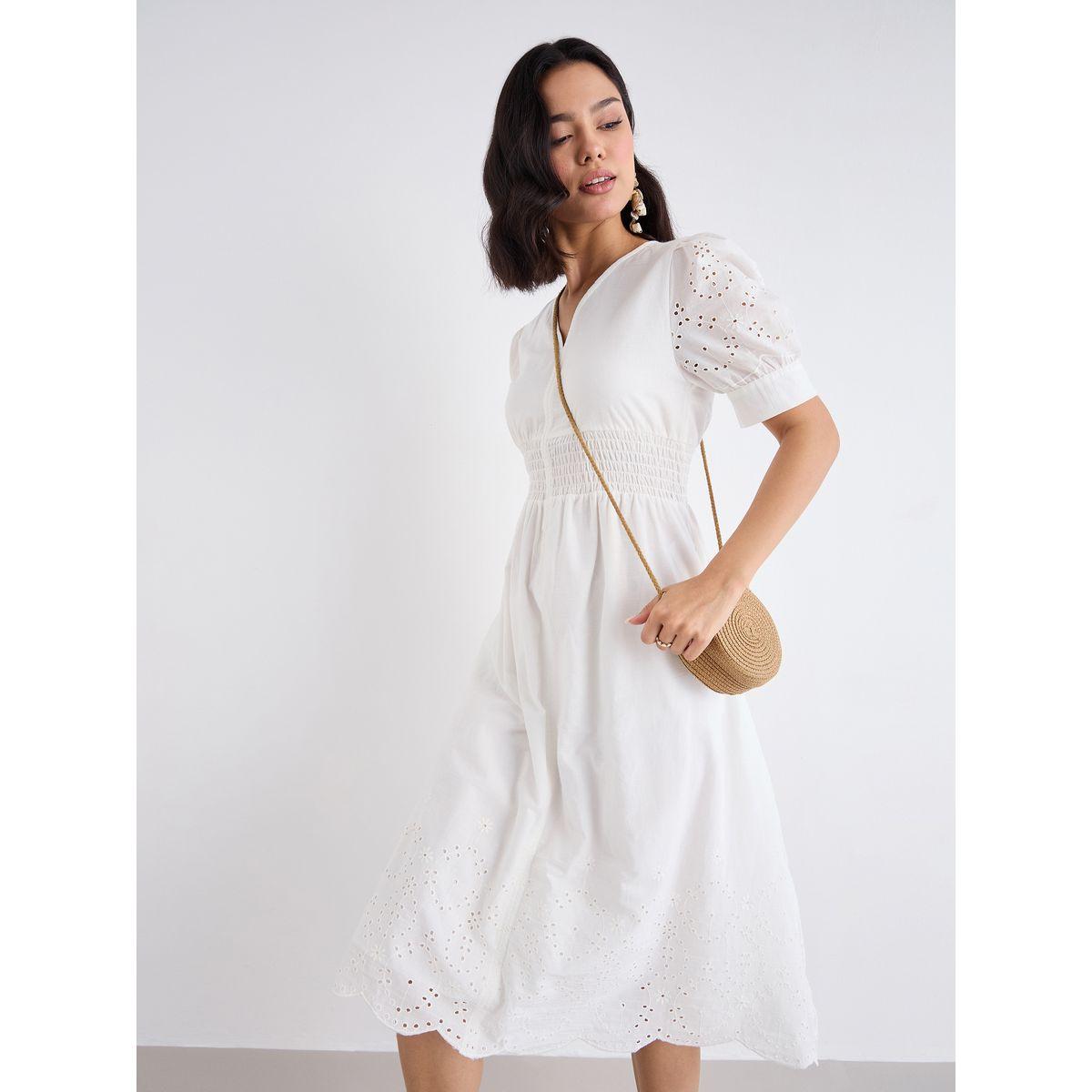 فستان ميدي بتفاصيل شيفلي وحافة واسعة-women-clothing-dresses-image-1