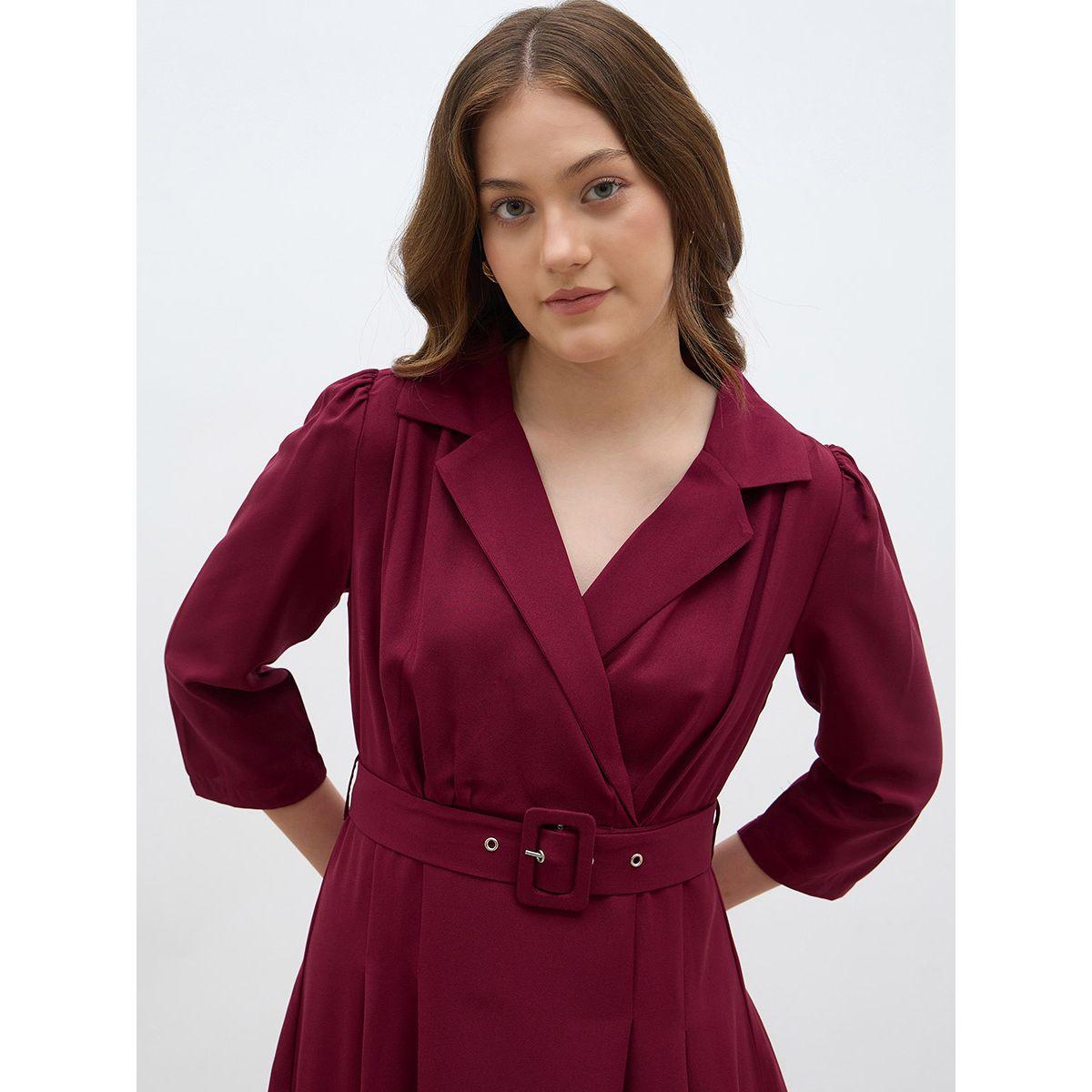 Styli Solid Pleated A-Line Wrap Midi Dress-women-clothing-dresses-image-4