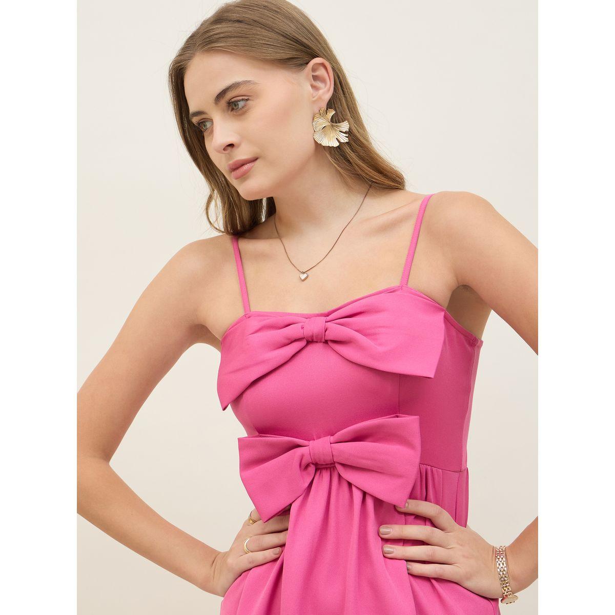 فستان قصير بحمالات مع تفاصيل فيونكة-women-clothing-dresses-image-4
