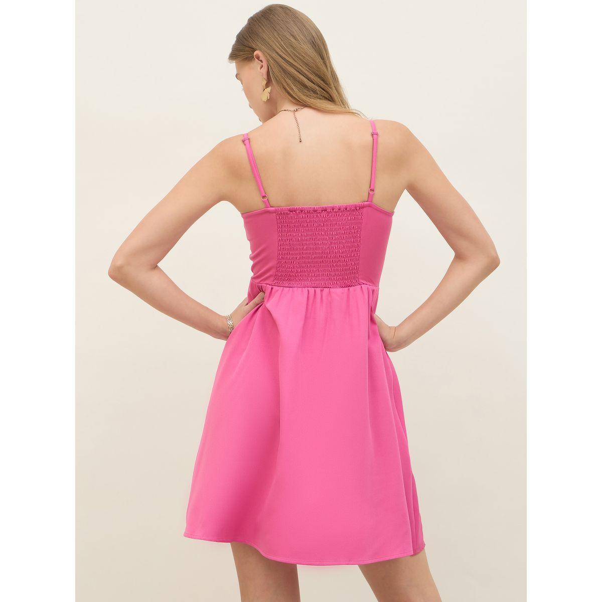 فستان قصير بحمالات مع تفاصيل فيونكة-women-clothing-dresses-image-5