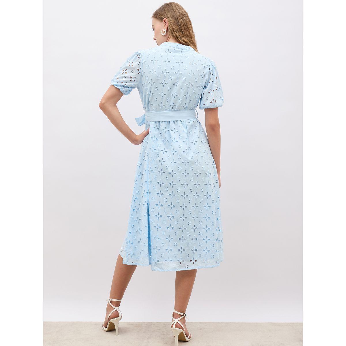 فستان ميدي شيفلي بأكمام منفوخة وحزام-women-clothing-dresses-image-5