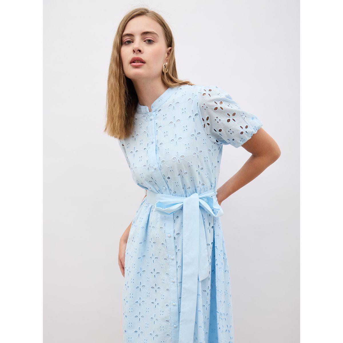 فستان ميدي شيفلي بأكمام منفوخة وحزام-women-clothing-dresses-image-6