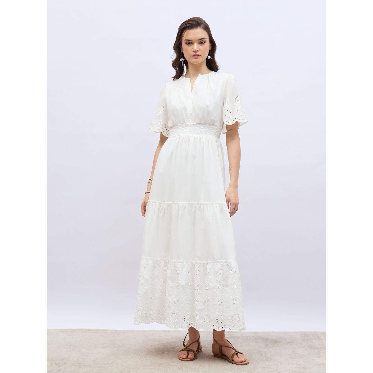 Styli Schiffli Trim Smocked Detail Tiered Maxi Dress-women-clothing-dresses-image-2