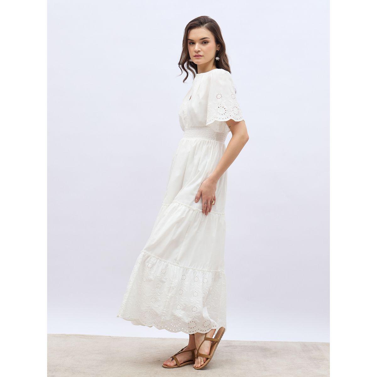 Styli Schiffli Trim Smocked Detail Tiered Maxi Dress-women-clothing-dresses-image-3
