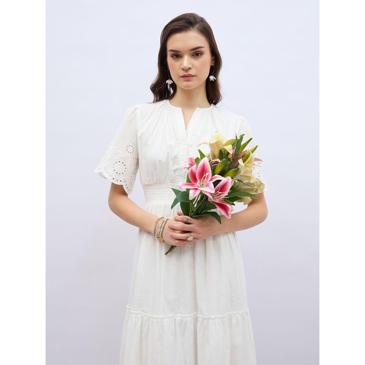 Styli Schiffli Trim Smocked Detail Tiered Maxi Dress-women-clothing-dresses-image-6