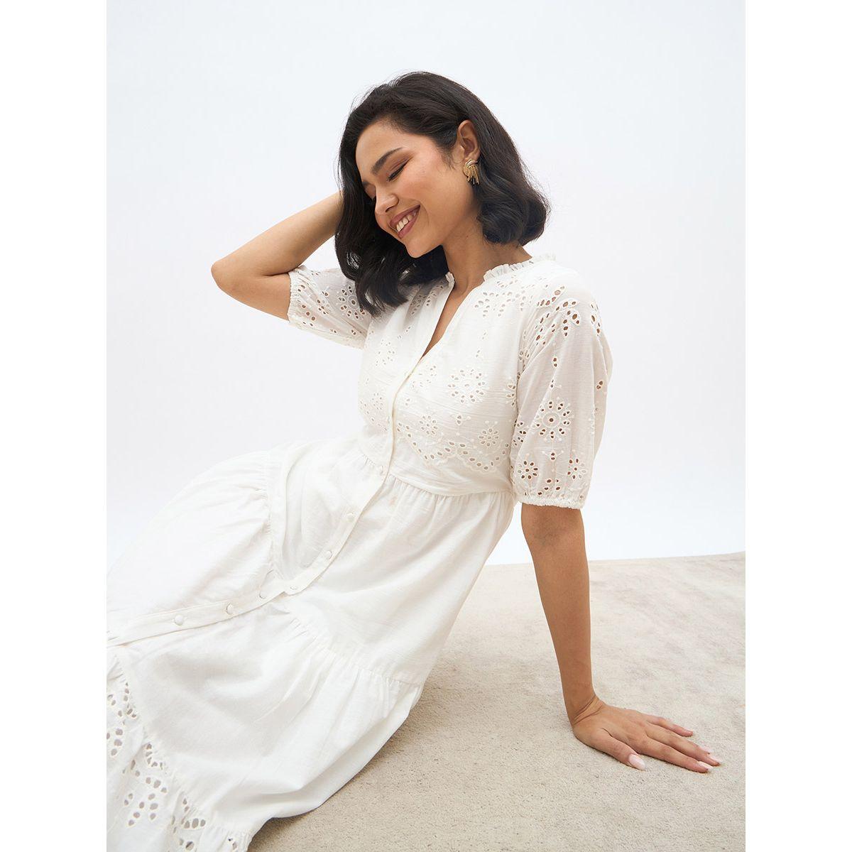 فستان ميدي شيفلي بأكمام منفوخة وكسرات-women-clothing-dresses-image-6