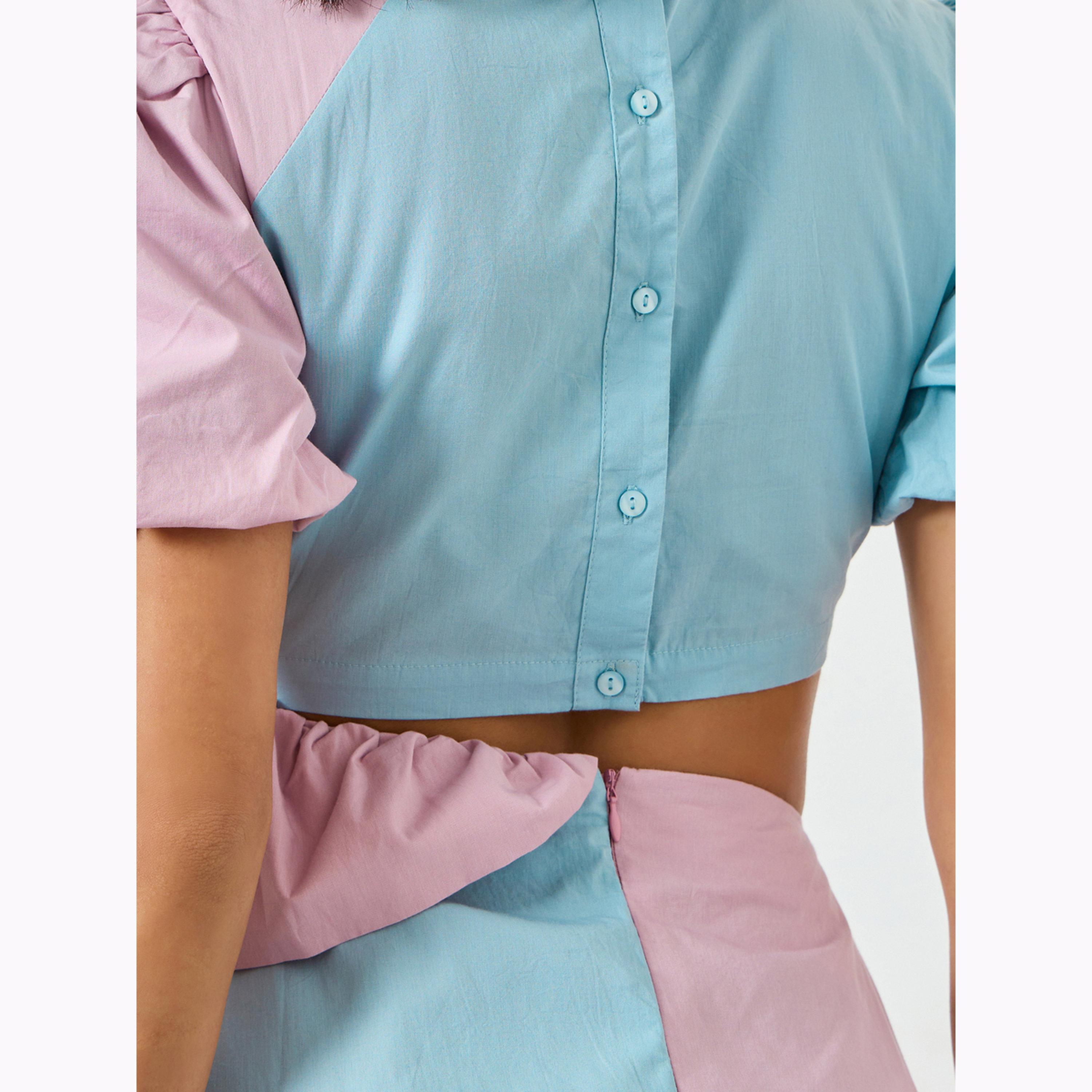 فستان ميدي بنمط كتل متمايزة بتفاصيل مفرغة-women-clothing-dresses-image-5