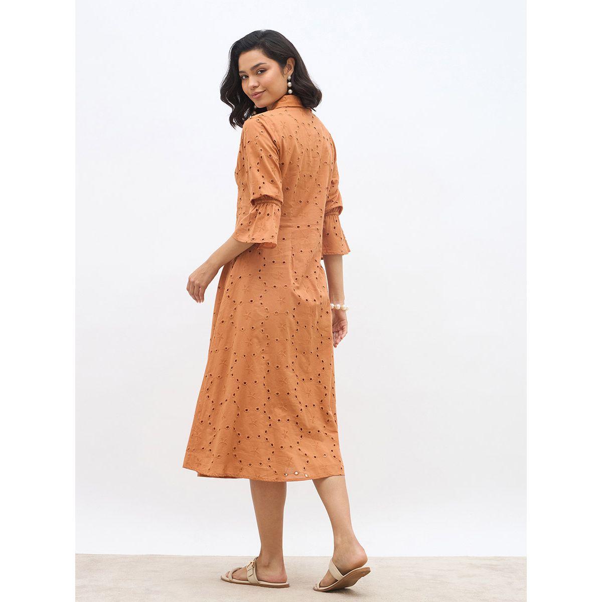 Styli Schiffli 3/4 Sleeve Shirt Midi Dress-women-clothing-dresses-image-5