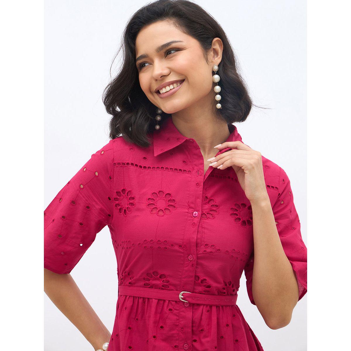 Styli Schiffli Short Sleeves Shirt Mini Dress-women-clothing-dresses-image-4