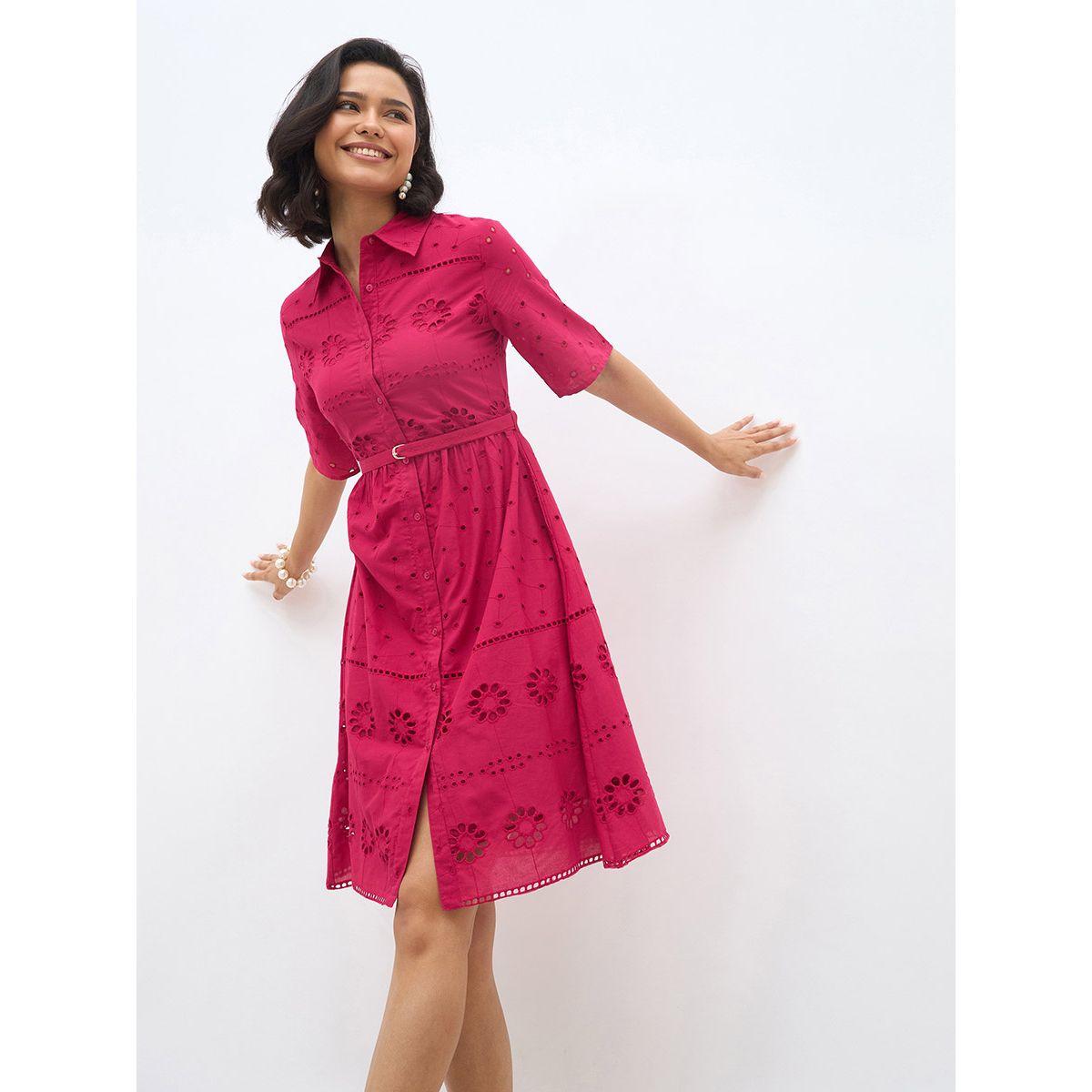 Styli Schiffli Short Sleeves Shirt Mini Dress-women-clothing-dresses-image-6