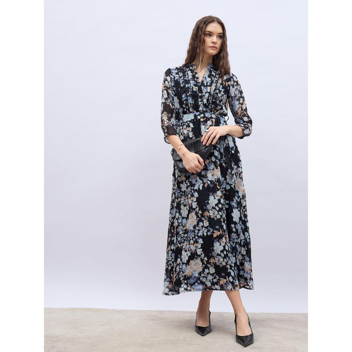 Styli Mandarin Collar Floral Print Maxi Dress-women-clothing-dresses-image-1