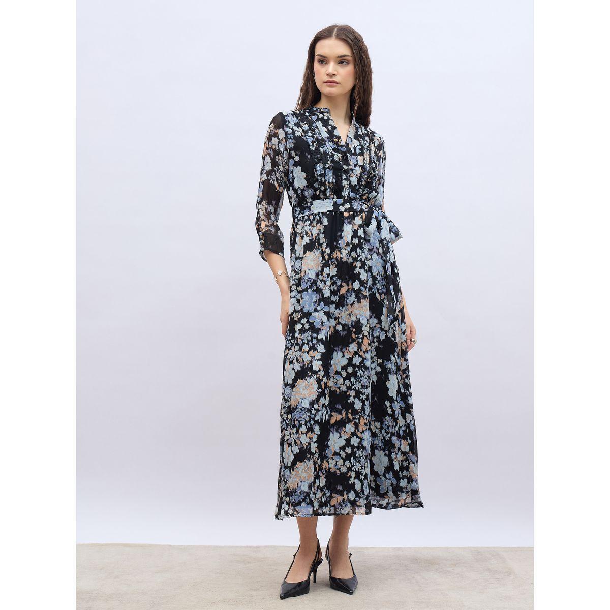 Styli Mandarin Collar Floral Print Maxi Dress-women-clothing-dresses-image-2