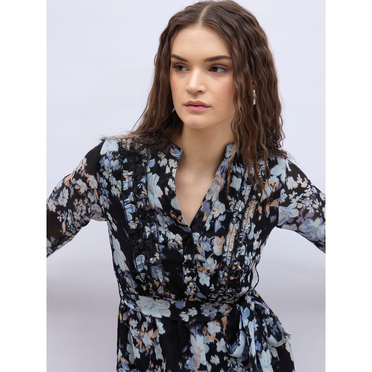 فستان طويل بطبعة زهور وياقة ماندارين-women-clothing-dresses-image-4