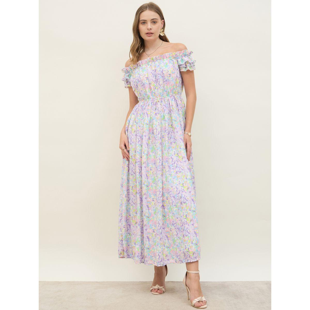 Styli Floral Printed Off Shoulder Midi Dress-women-clothing-dresses-image-2