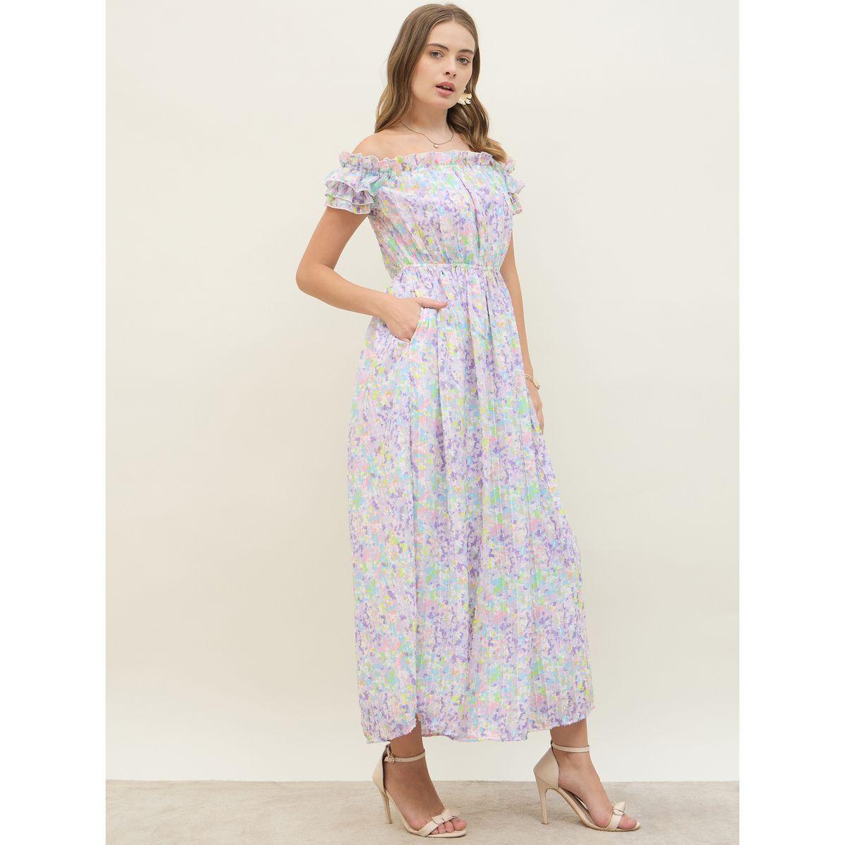 فستان ميدي بطبعة زهور وأكتاف مكشوفة-women-clothing-dresses-image-3