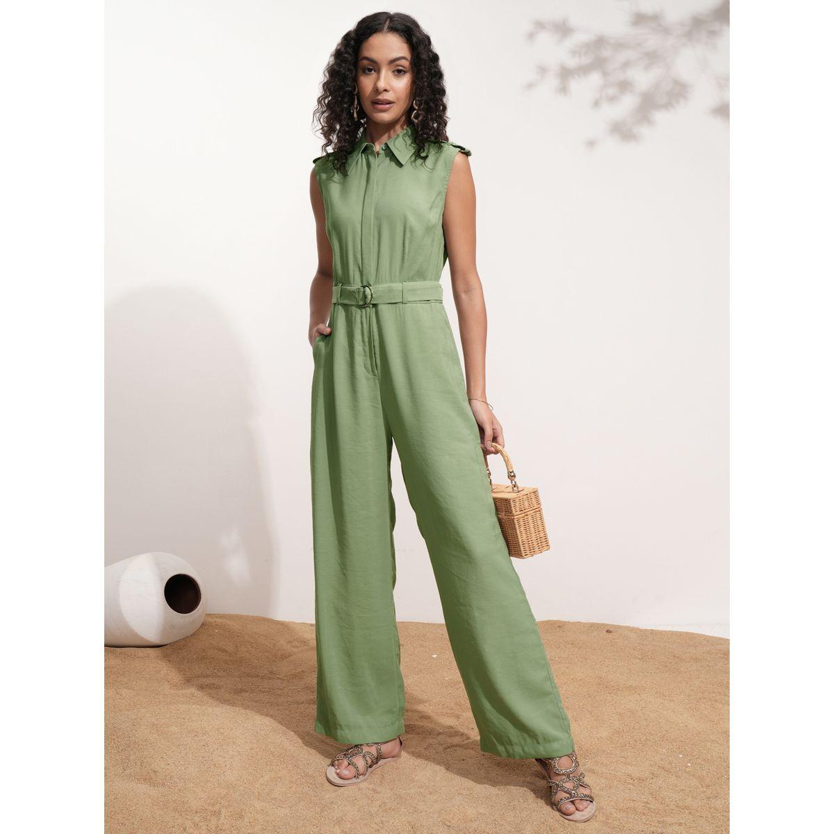 Tokyo Talkies X Styli Solid Sleeveless Collared Jumpsuit with Belt-women-clothing-jumpsuits-image-1