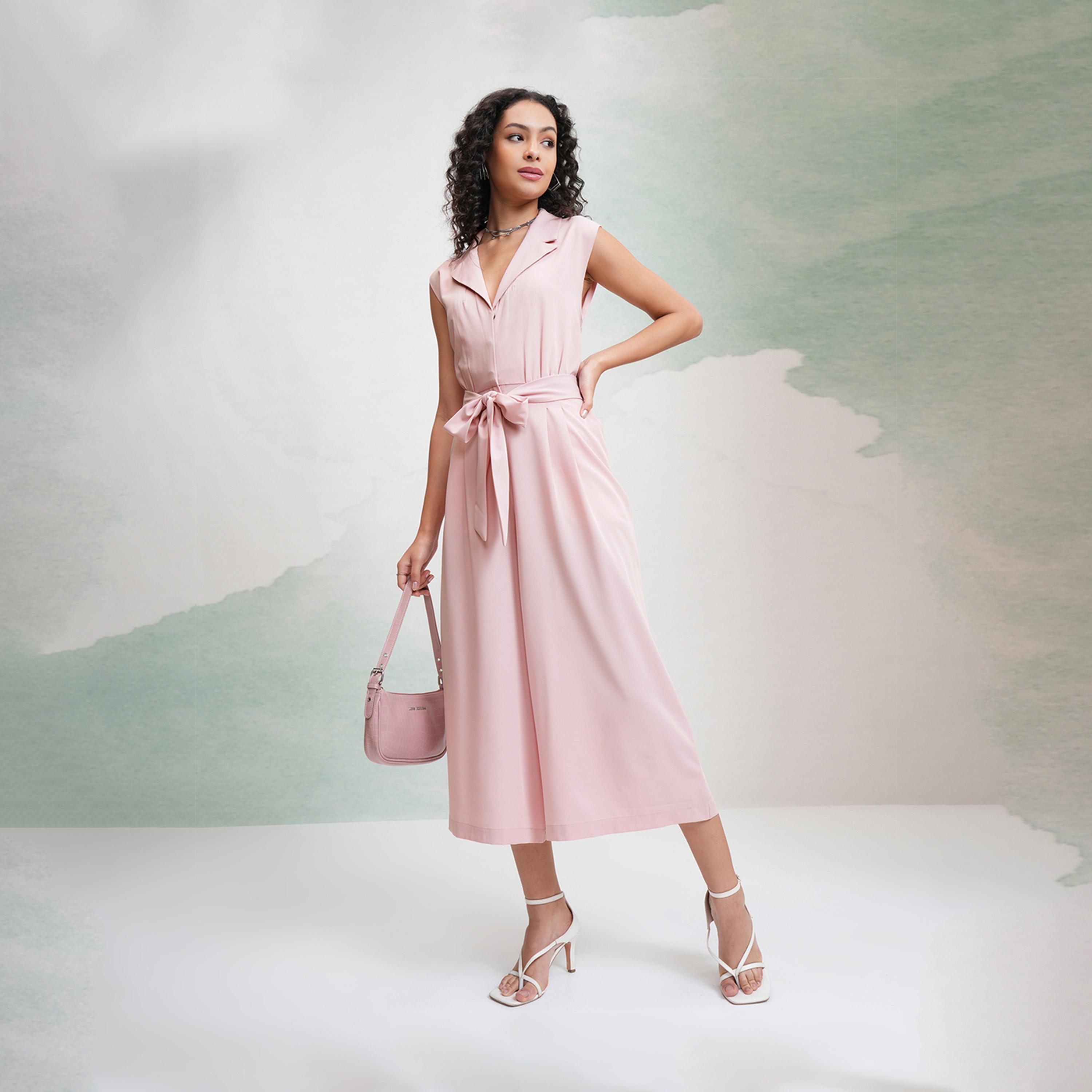 طوكيو توكيز - جمبسوت سادة برباط على الخصر وساق واسعة-women-clothing-jumpsuits-image-2