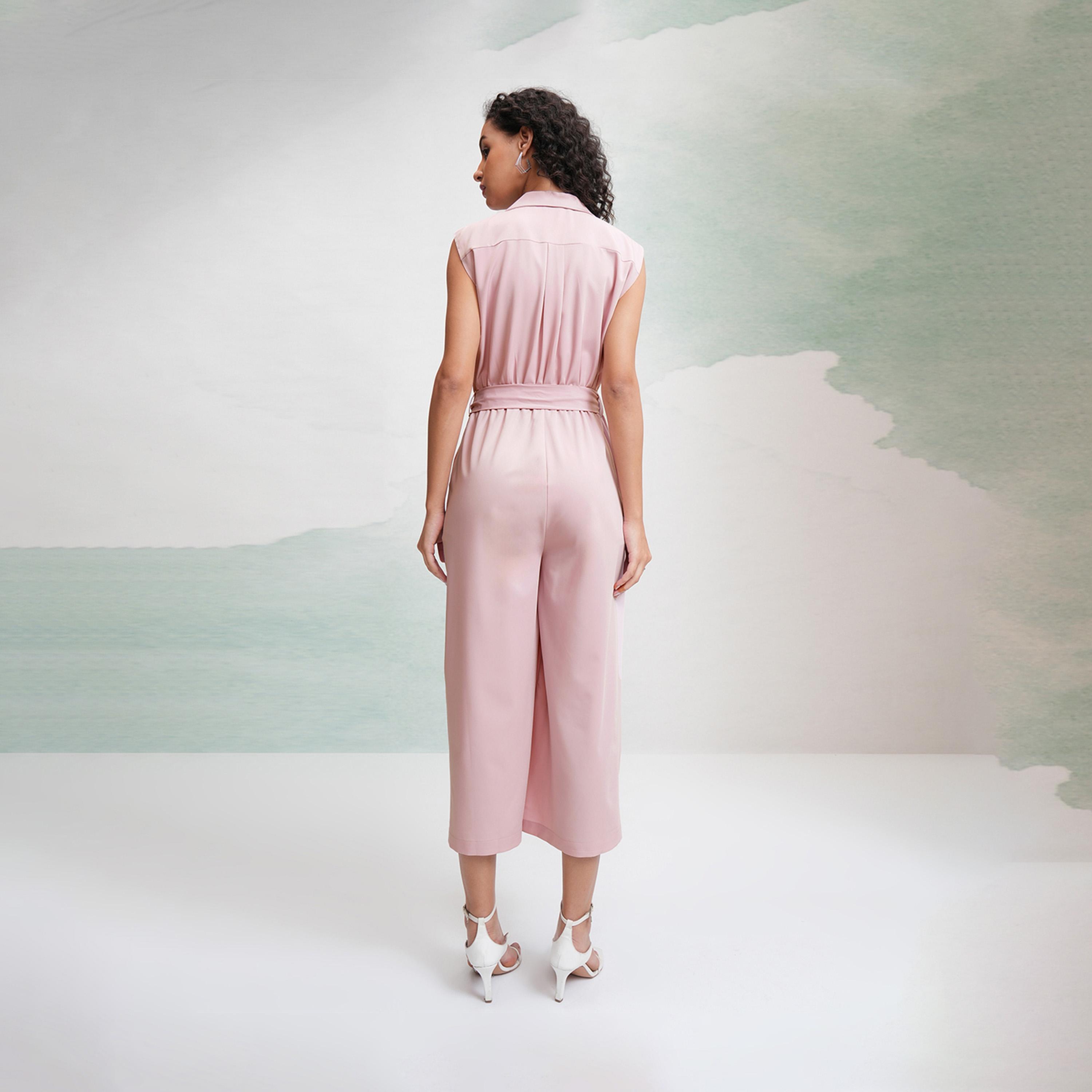 طوكيو توكيز - جمبسوت سادة برباط على الخصر وساق واسعة-women-clothing-jumpsuits-image-4