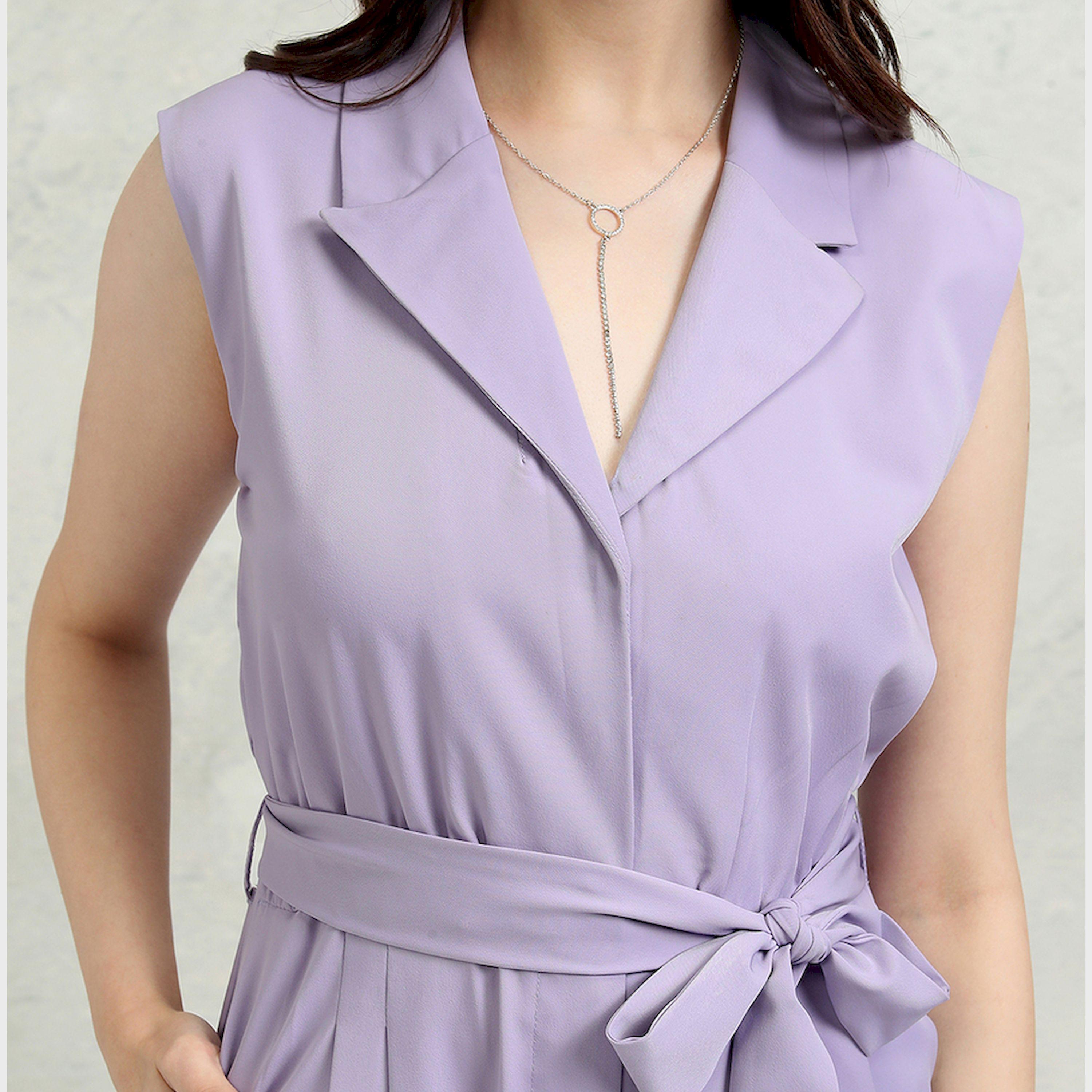 Tokyo Talkies X Styli Solid Collared Culotte Leg Jumpsuit With Waist Tie-Up Detail-women-clothing-jumpsuits-image-6
