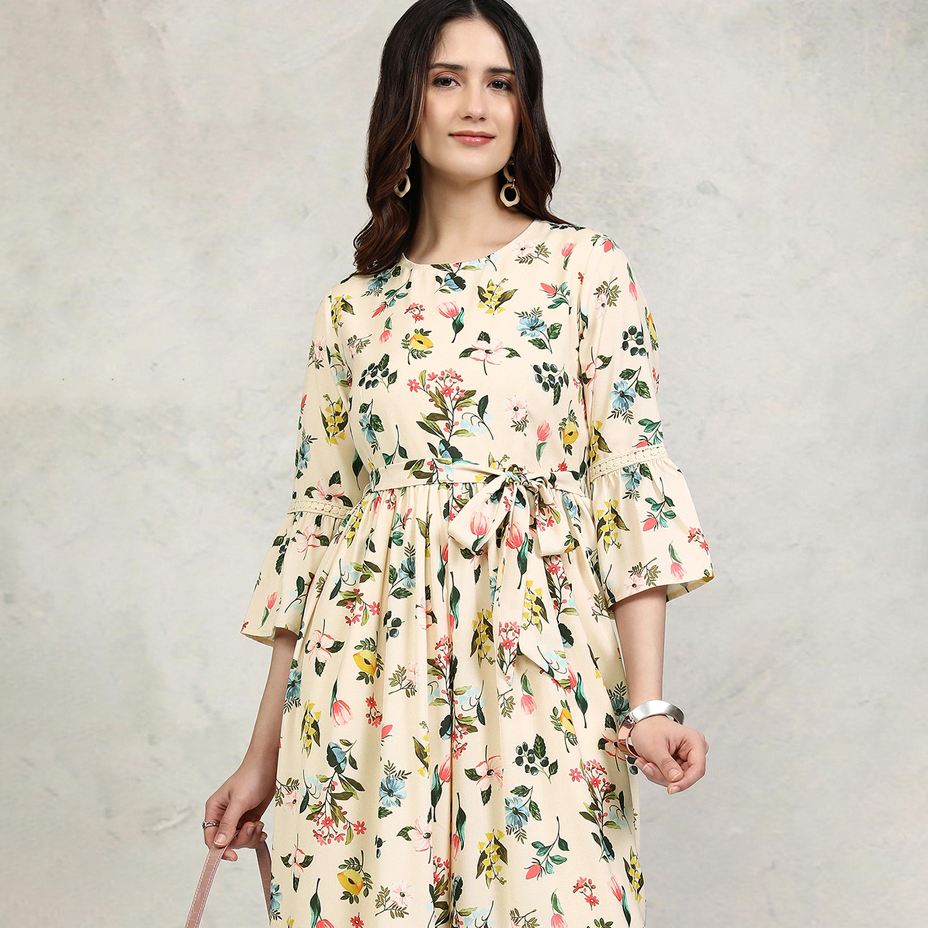 فيشود × ستايلي - جمبسوت بطبعات الأزهار الكاملة وقصة الساق المستقيمة مع حزام للربط-women-clothing-jumpsuits-image-1