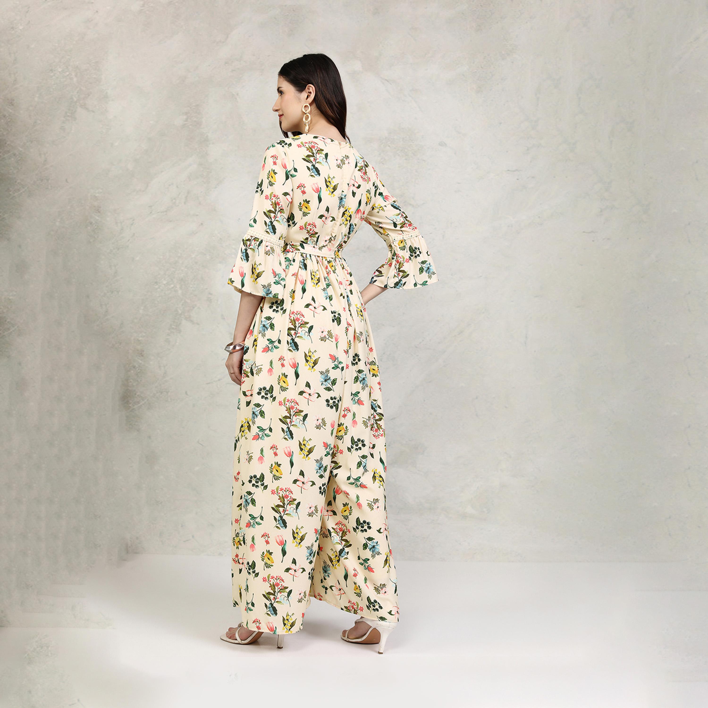 فيشود × ستايلي - جمبسوت بطبعات الأزهار الكاملة وقصة الساق المستقيمة مع حزام للربط-women-clothing-jumpsuits-image-3