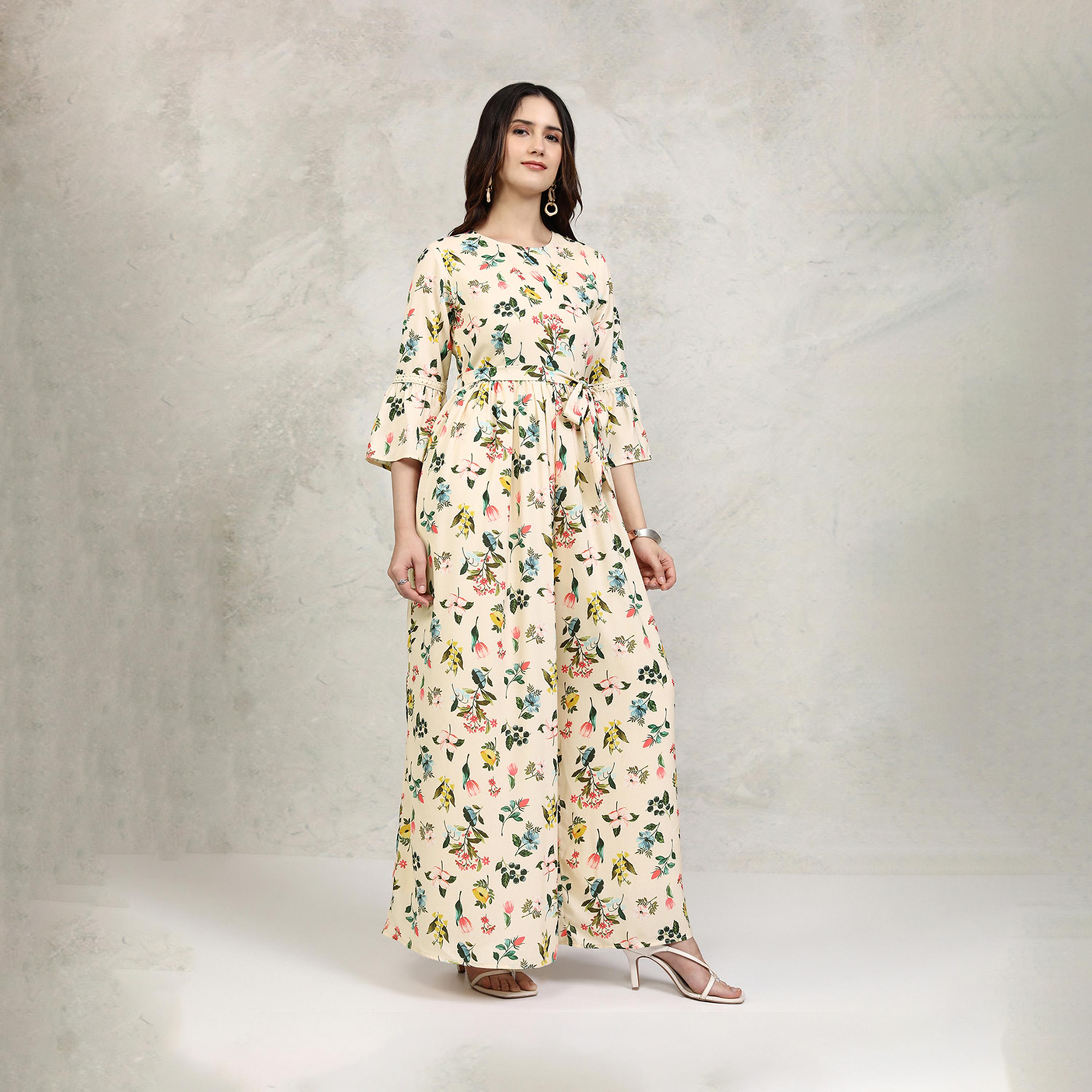 فيشود × ستايلي - جمبسوت بطبعات الأزهار الكاملة وقصة الساق المستقيمة مع حزام للربط-women-clothing-jumpsuits-image-6